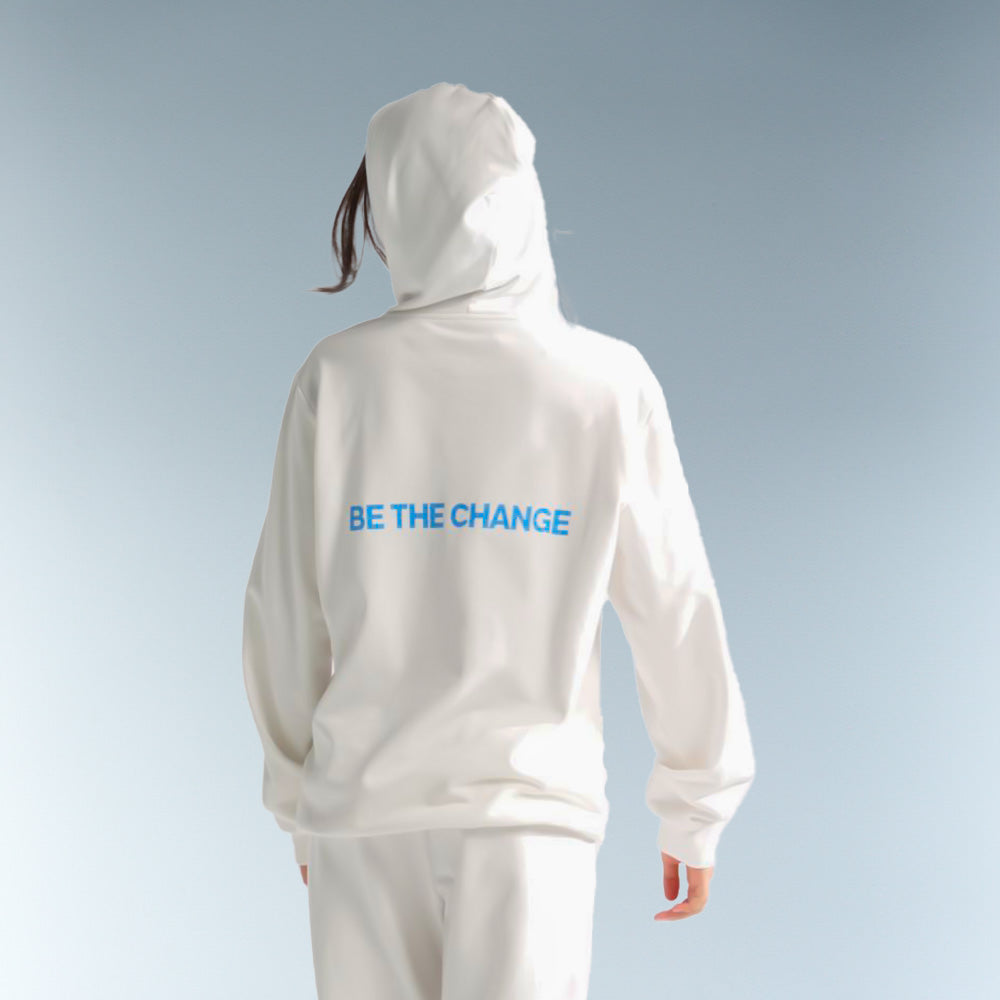 Be The Change White Hoodie and Sweatpants Set (SUSTAINABLE) – Eco-Friendly Casual Loungewear
