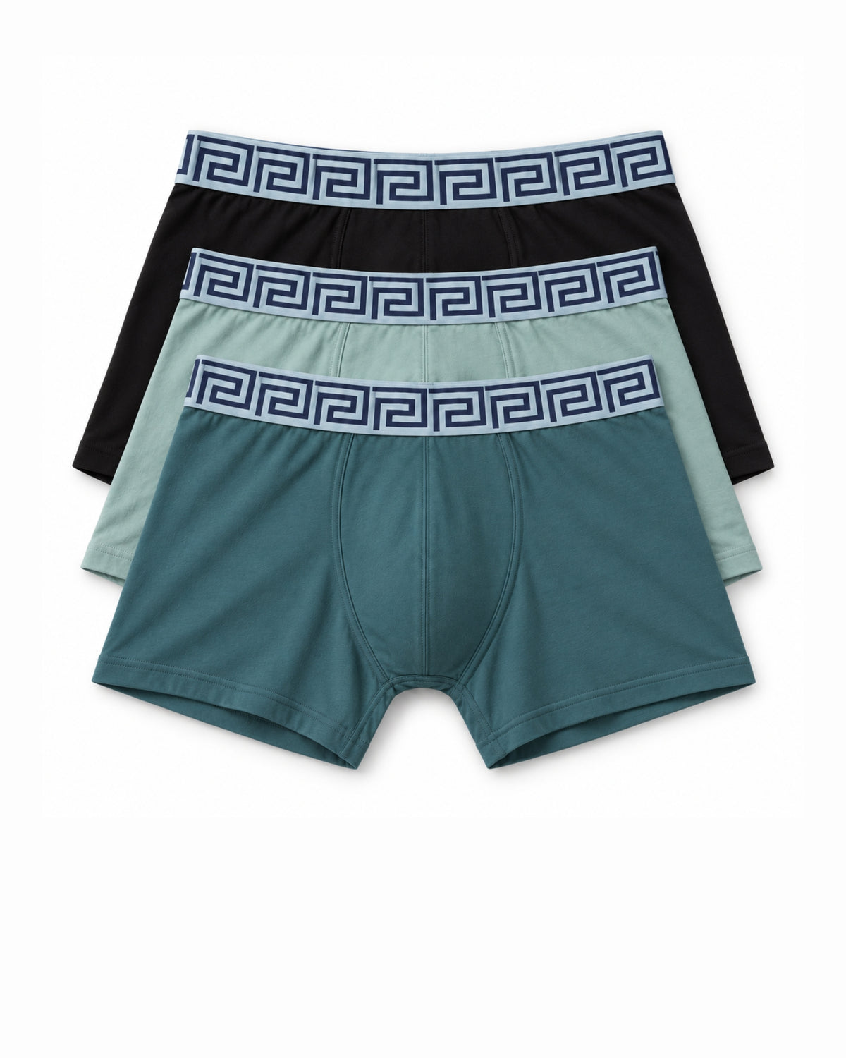Geometric Luxe Comfort" Men's Trunks (Pack of 3) Green
