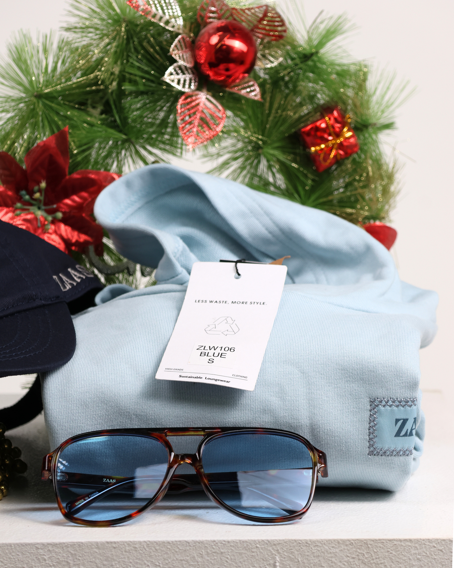 Hoodie, Sunglass, Cap Christmas Gift Set Blue