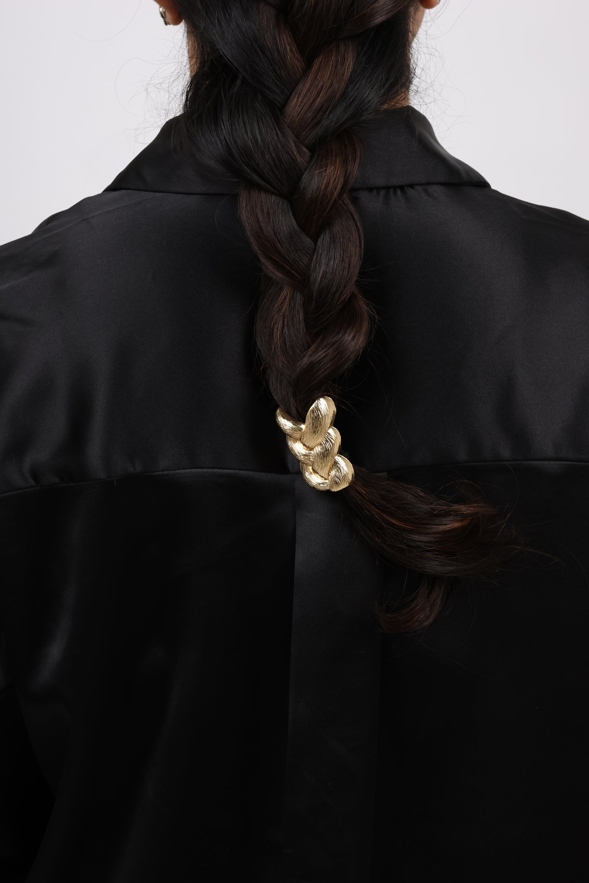Gunmetal Textured Braided Hair Elastic Tie