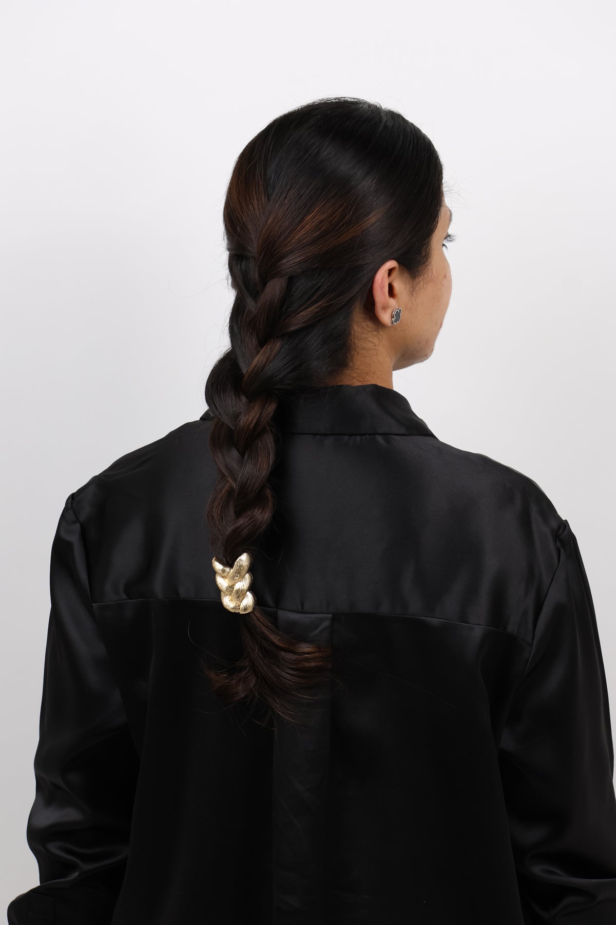 Metallic Textured Braided Hair Elastic Tie