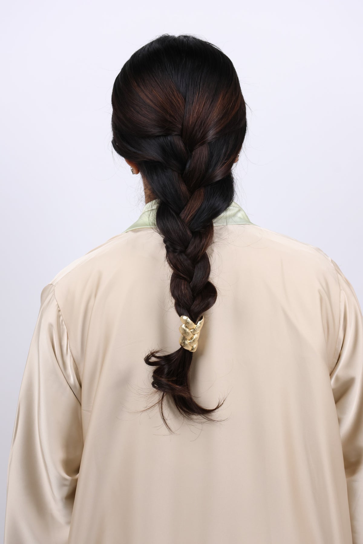 Metallic Textured Braided Hair Elastic Tie