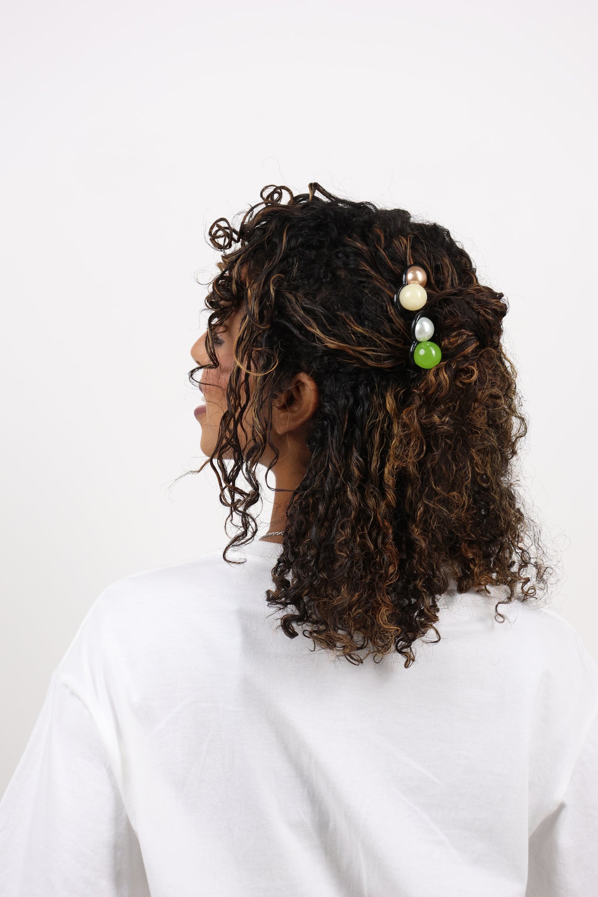 Black, Ivory, and Rose Gold Dual Pearl Hair Comb Fork