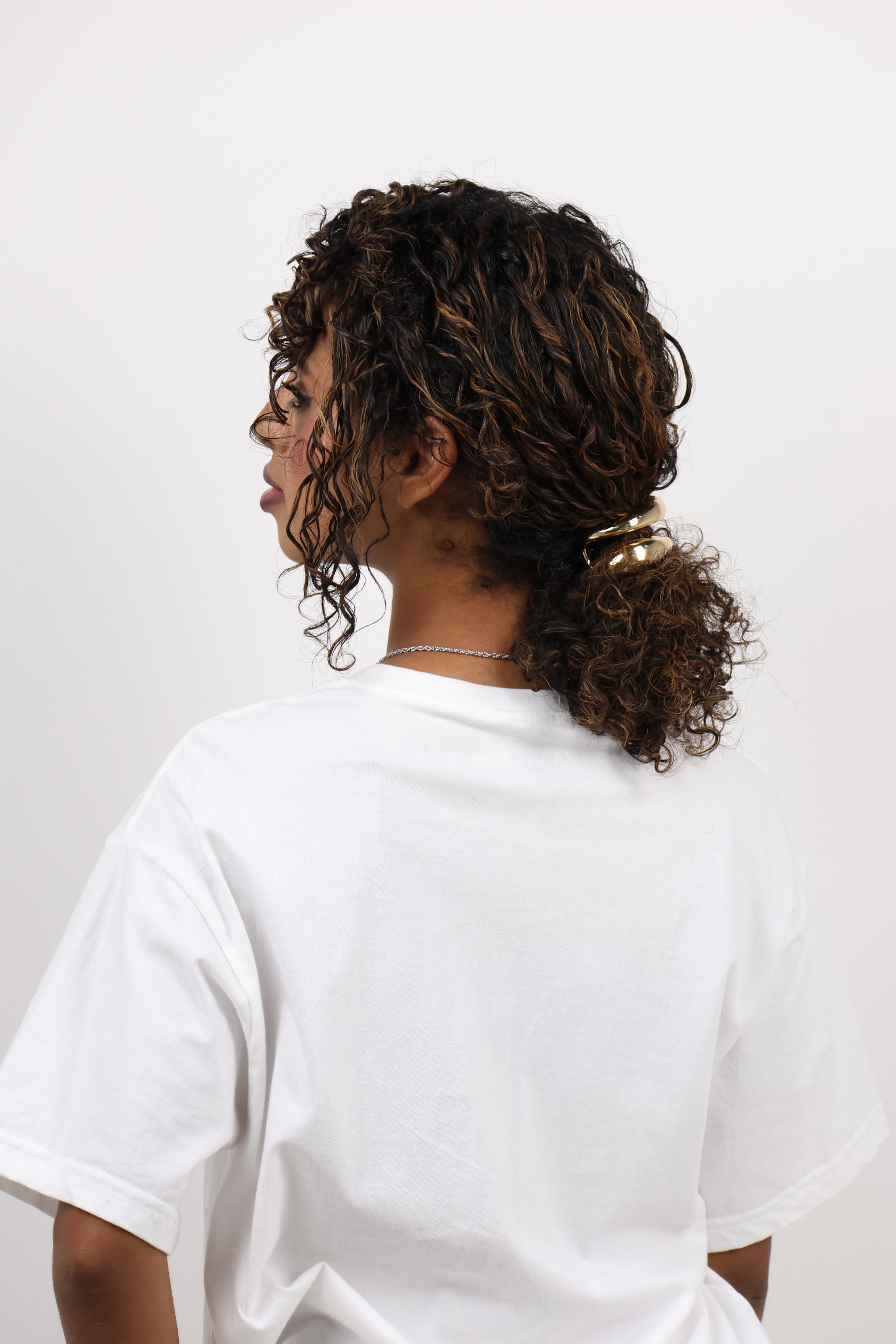 Metallic Gold Sculptural Wave Hair Elastic Tie