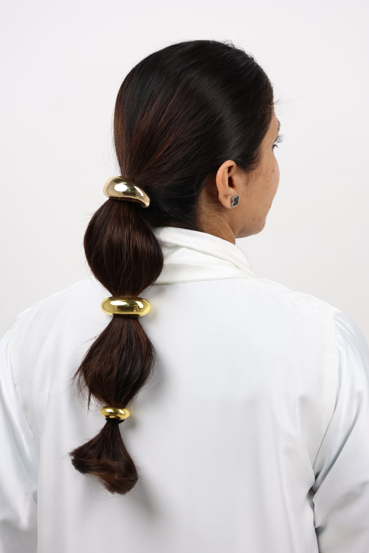 Gold Sculptural Teardrop Metal Hair Tie Cuff