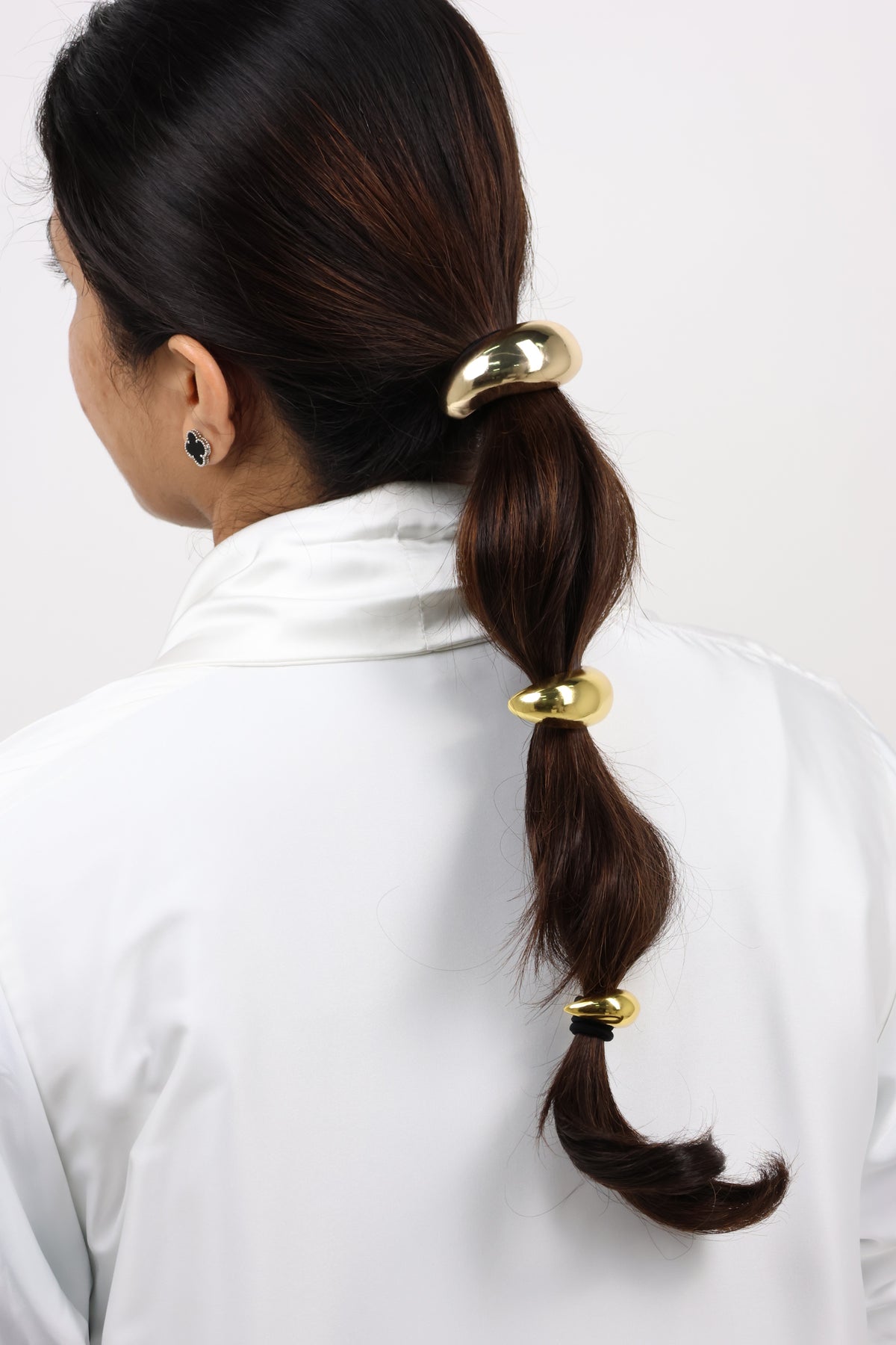 Gold Sculptural Teardrop Metal Hair Tie Cuff