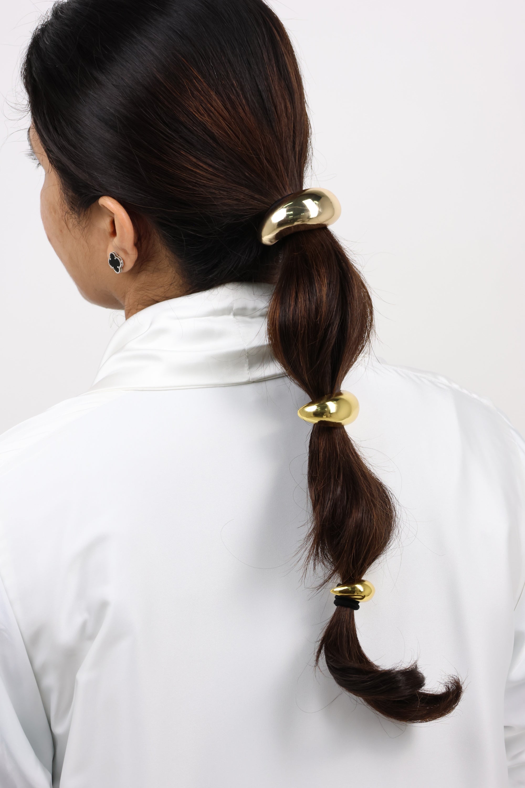 Gold Pebble Metal Elastic Hair Tie