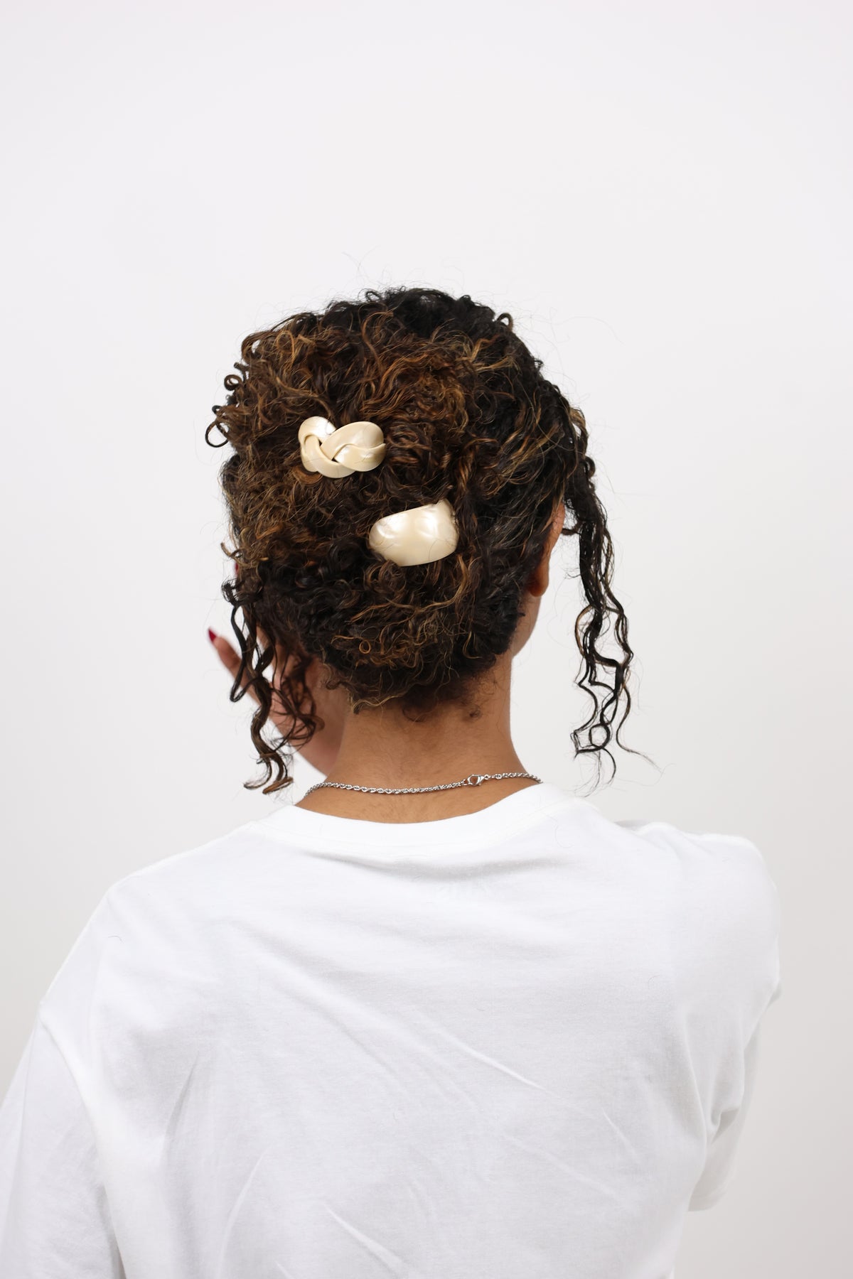 Cream Curved Resin Hair Tie Cuff