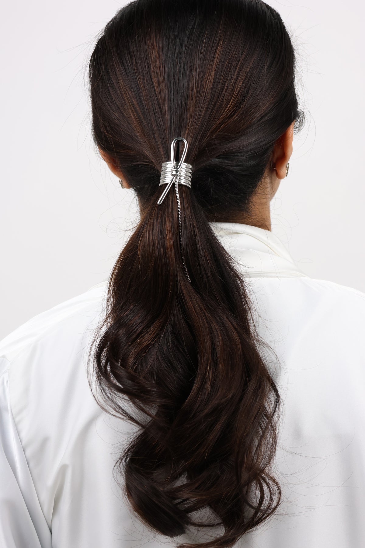 Gold Bow Hair Cuff with Chain Detail