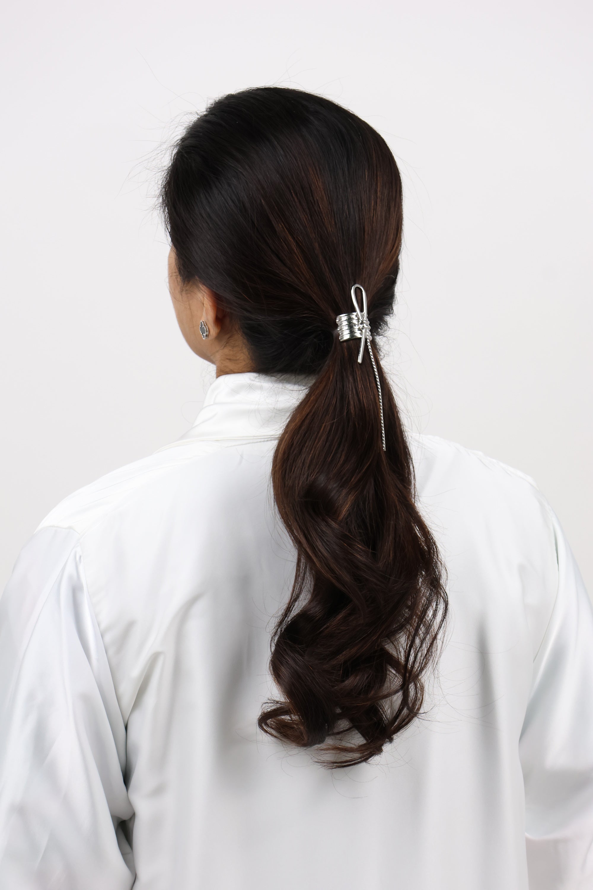 Gold Bow Hair Cuff with Chain Detail