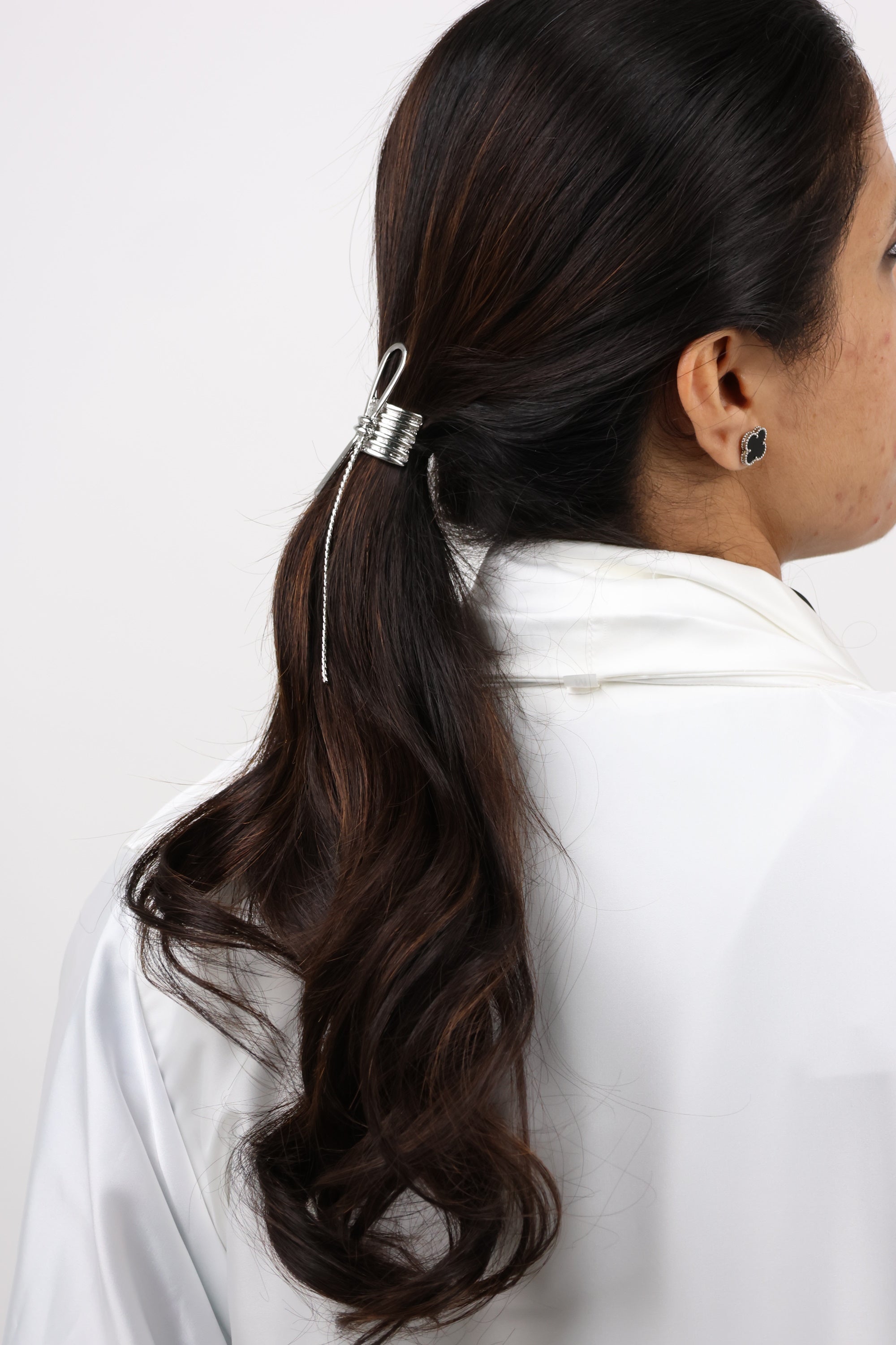 Gold Bow Hair Cuff with Chain Detail