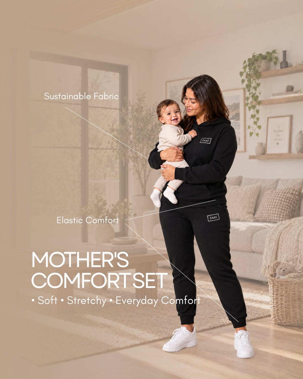 Mother's Comfort Hoodie & Jogger Set – Black | 2 Piece SetMade for busy days, cuddle days, and everything in between.