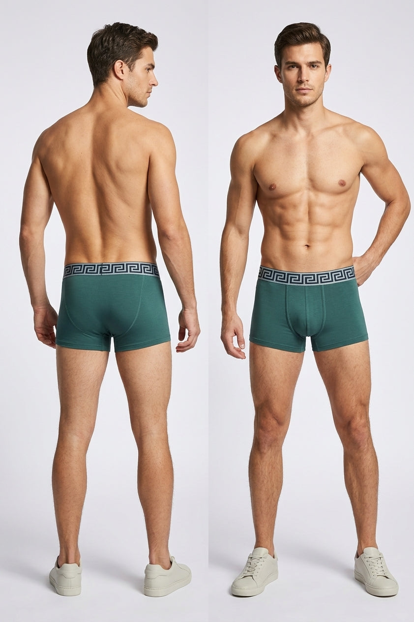 Geometric Luxe Comfort" Men's Trunks (Pack of 3) Green