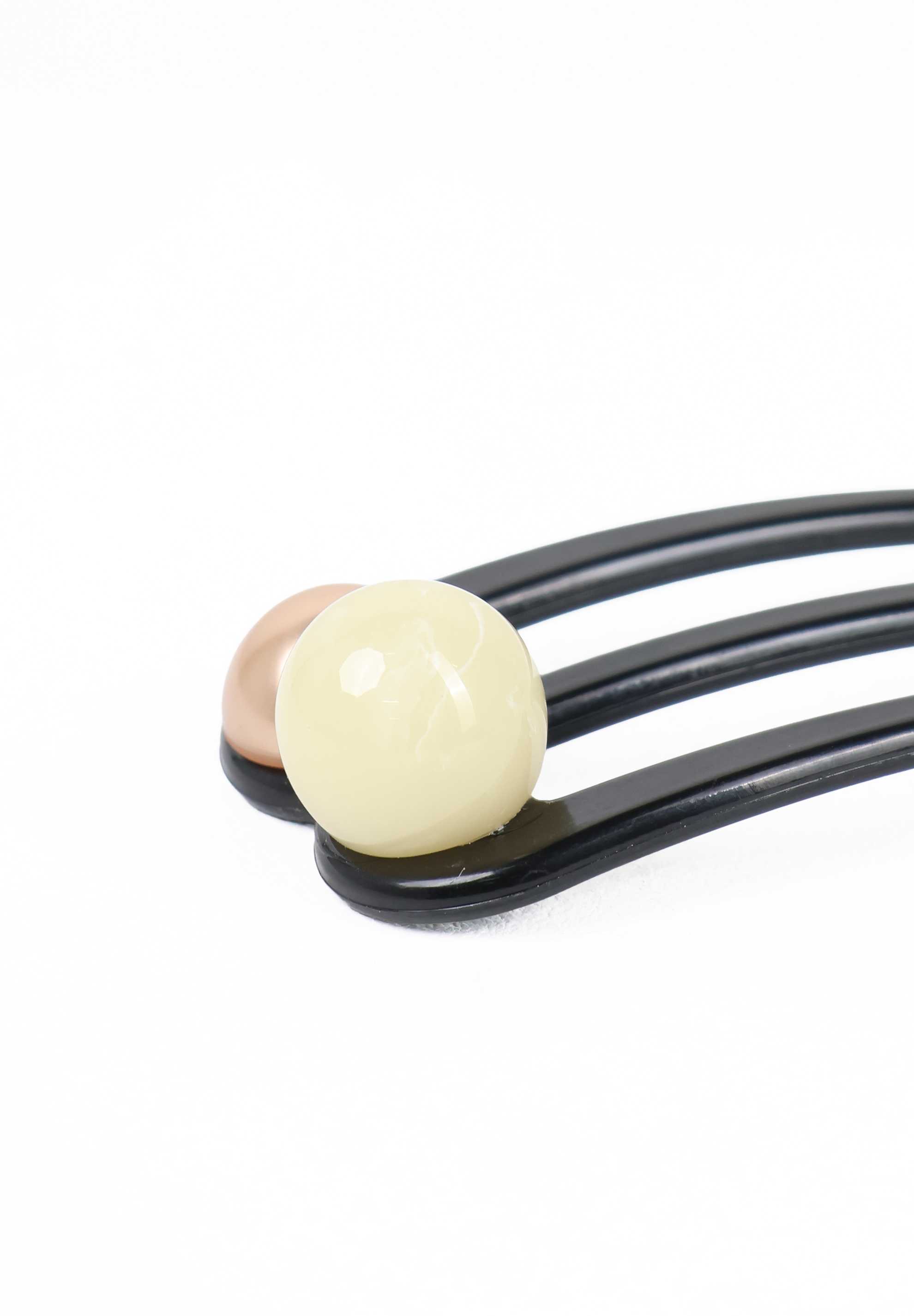 Black, Ivory, and Rose Gold Dual Pearl Hair Comb Fork