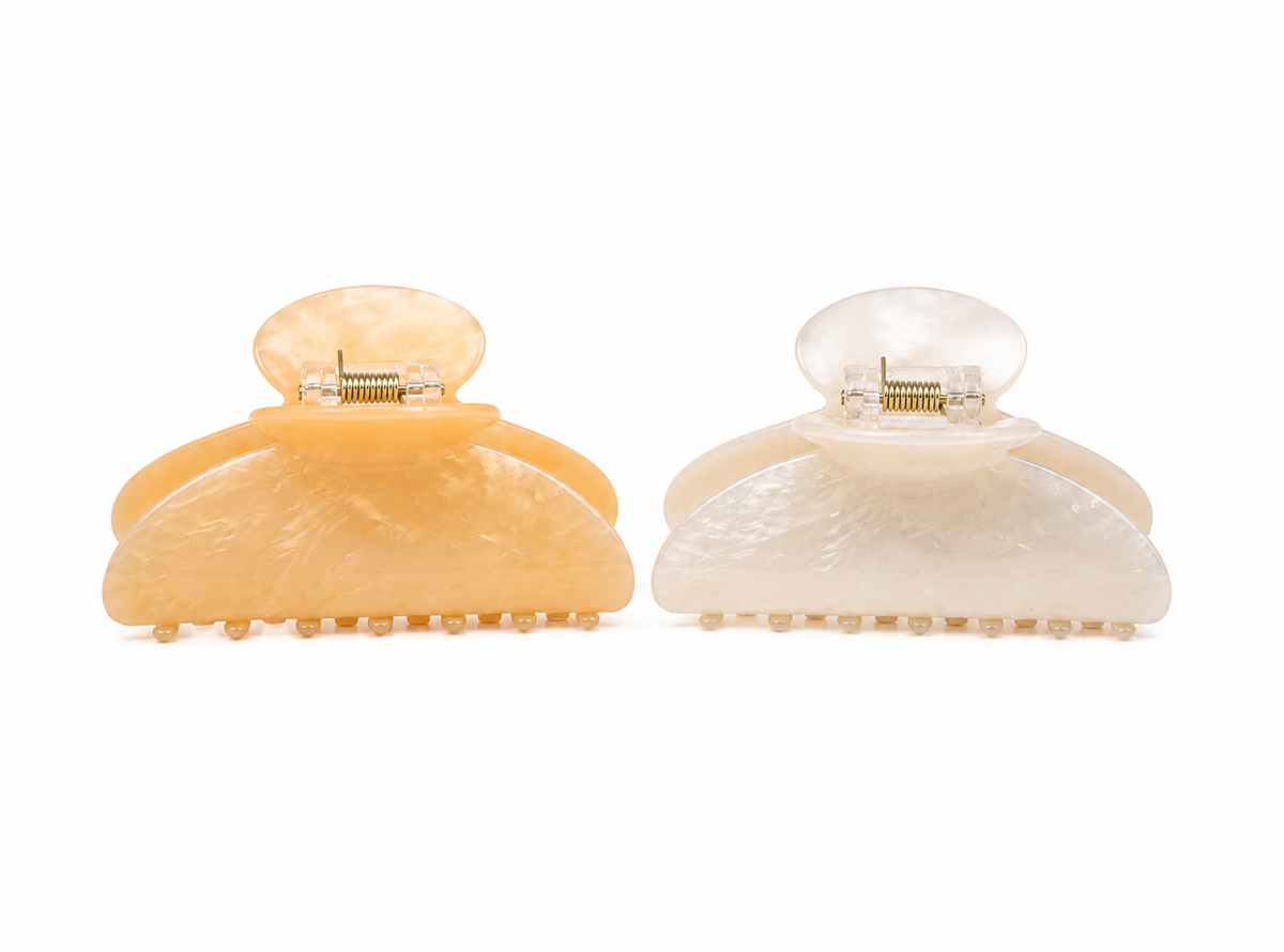 Marble Claw Plastic Clip – Pack of 2 | Stylish Hair Clips for Women | Durable, Non-Slip Hair Accessories