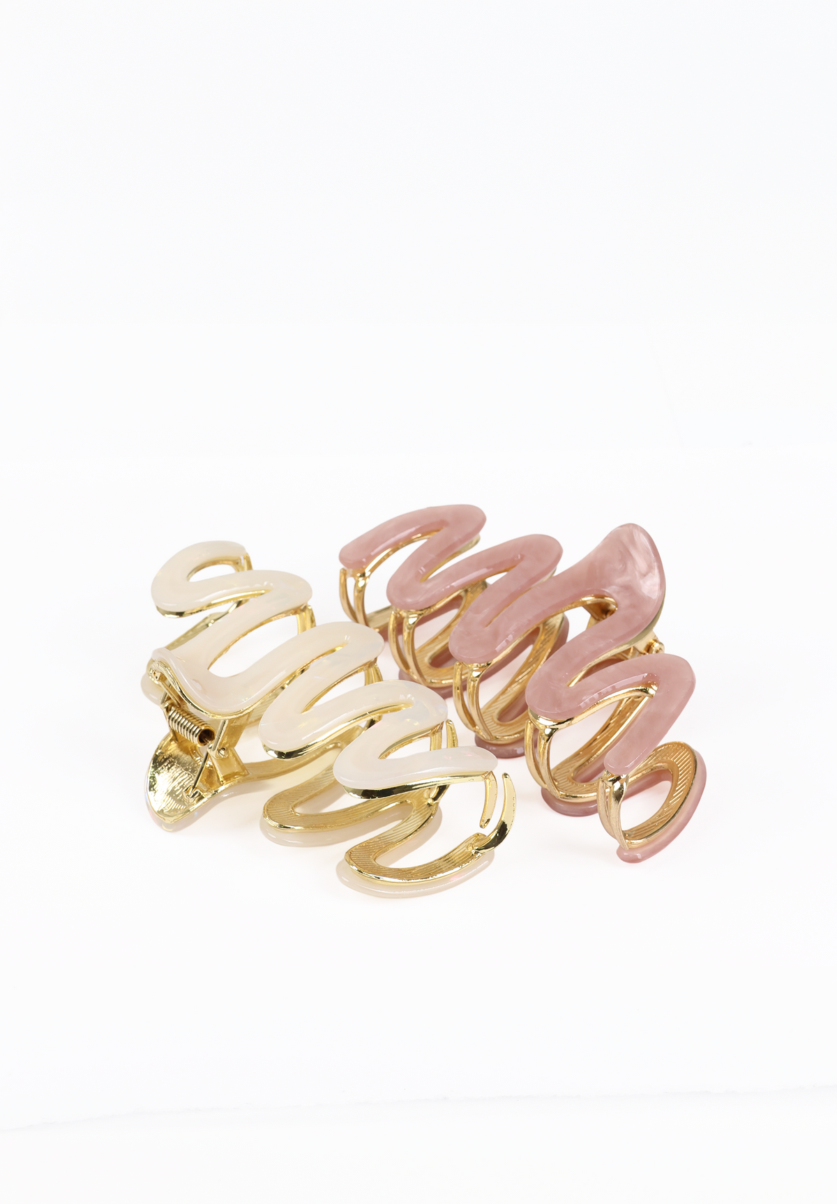 Wave-Shaped Pearl Claw Clips – Elegant Plastic Pearl Hair Clips for Women