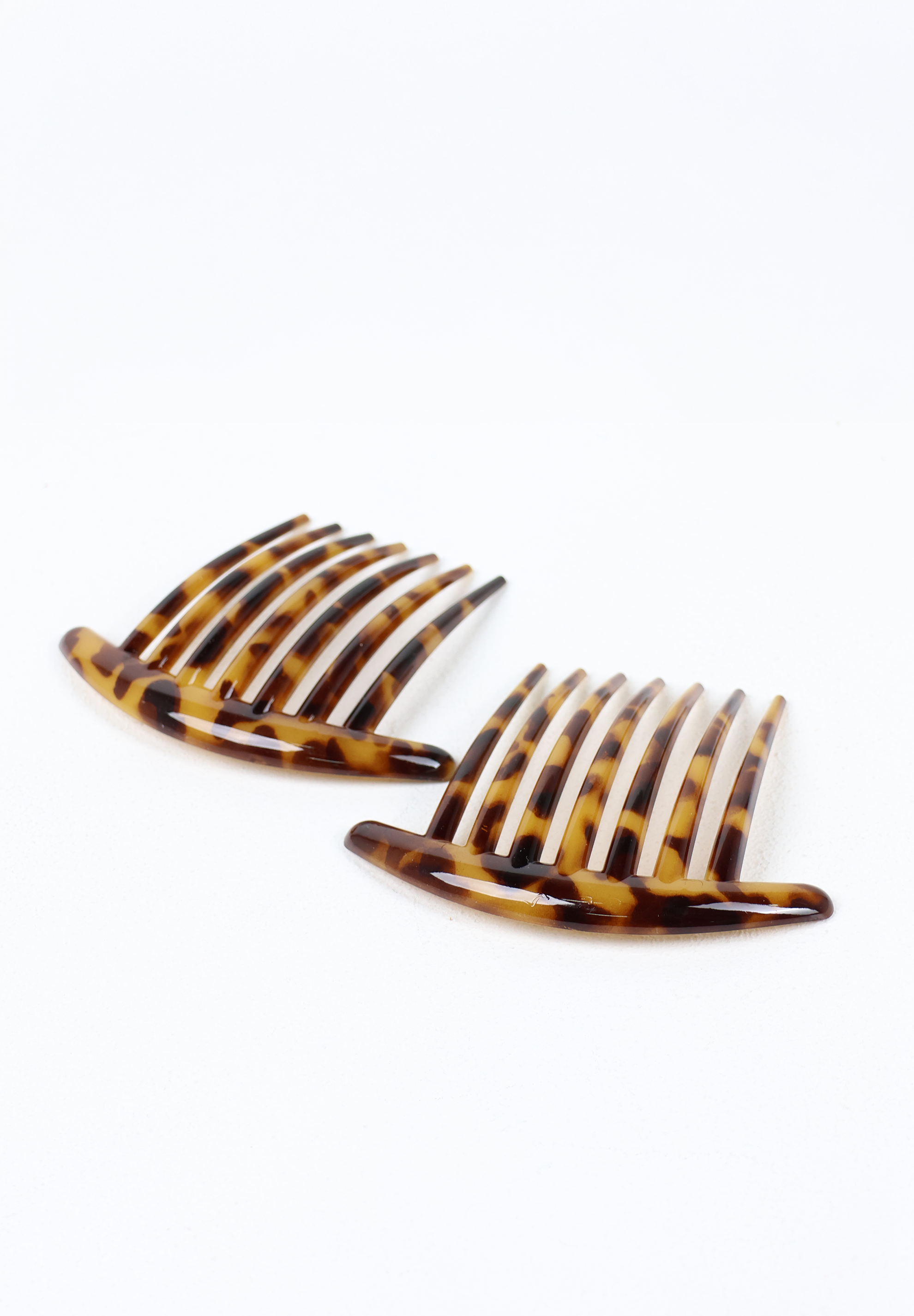 French Tortoise Acetate Side Hair Combs (Pair)
