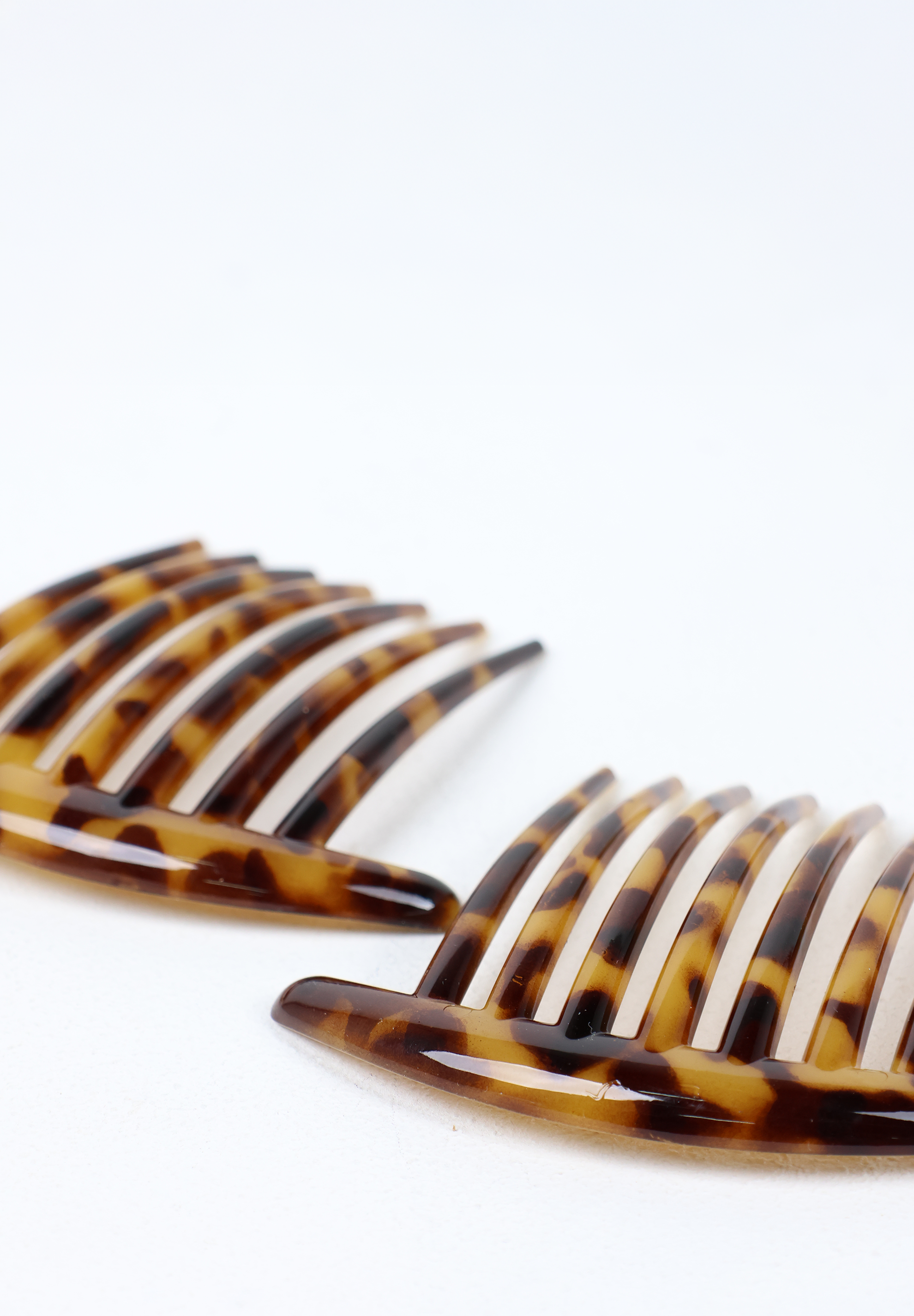 French Tortoise Acetate Side Hair Combs (Pair)