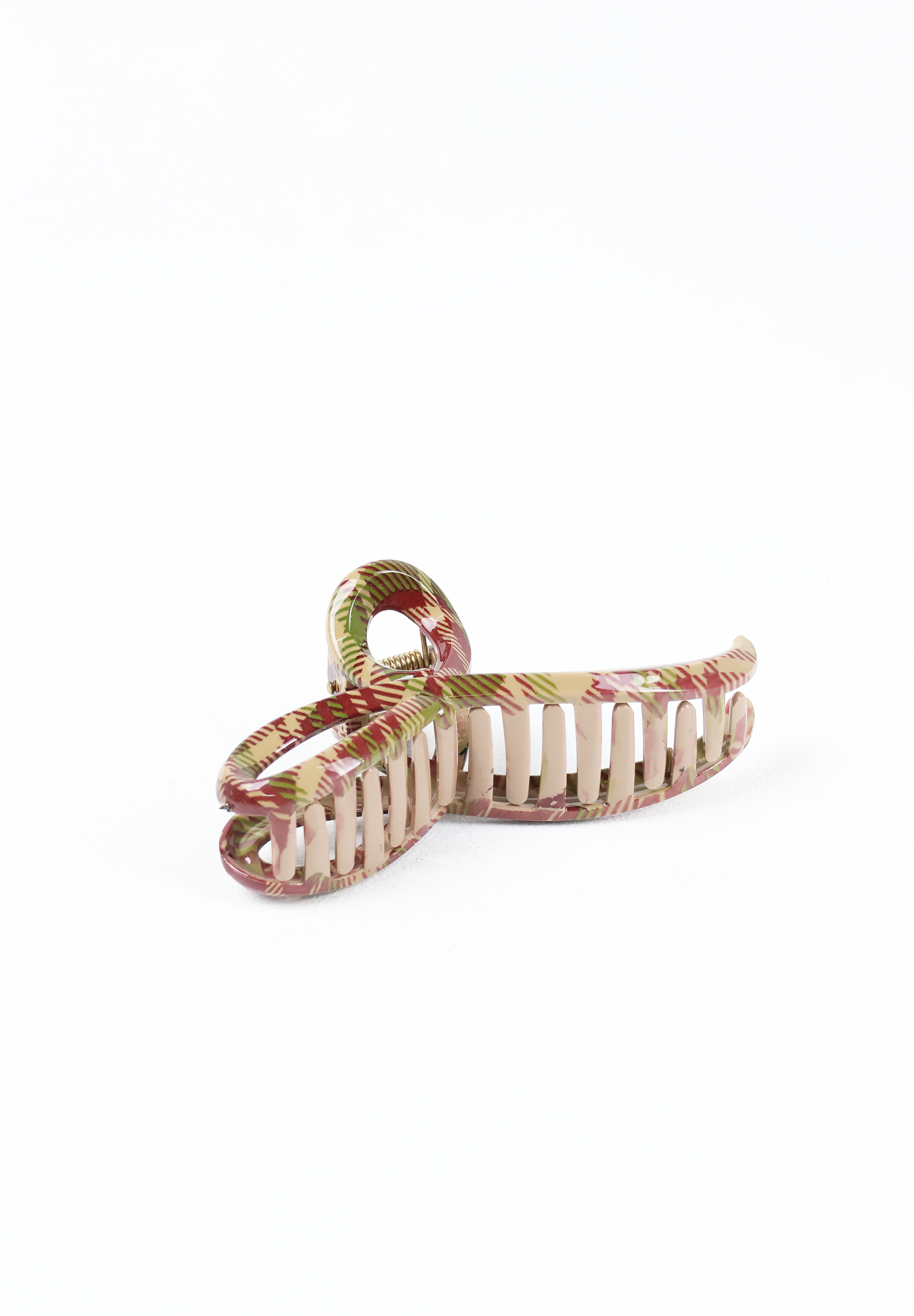Earthy Plaid Glossy Hair Claw Clip