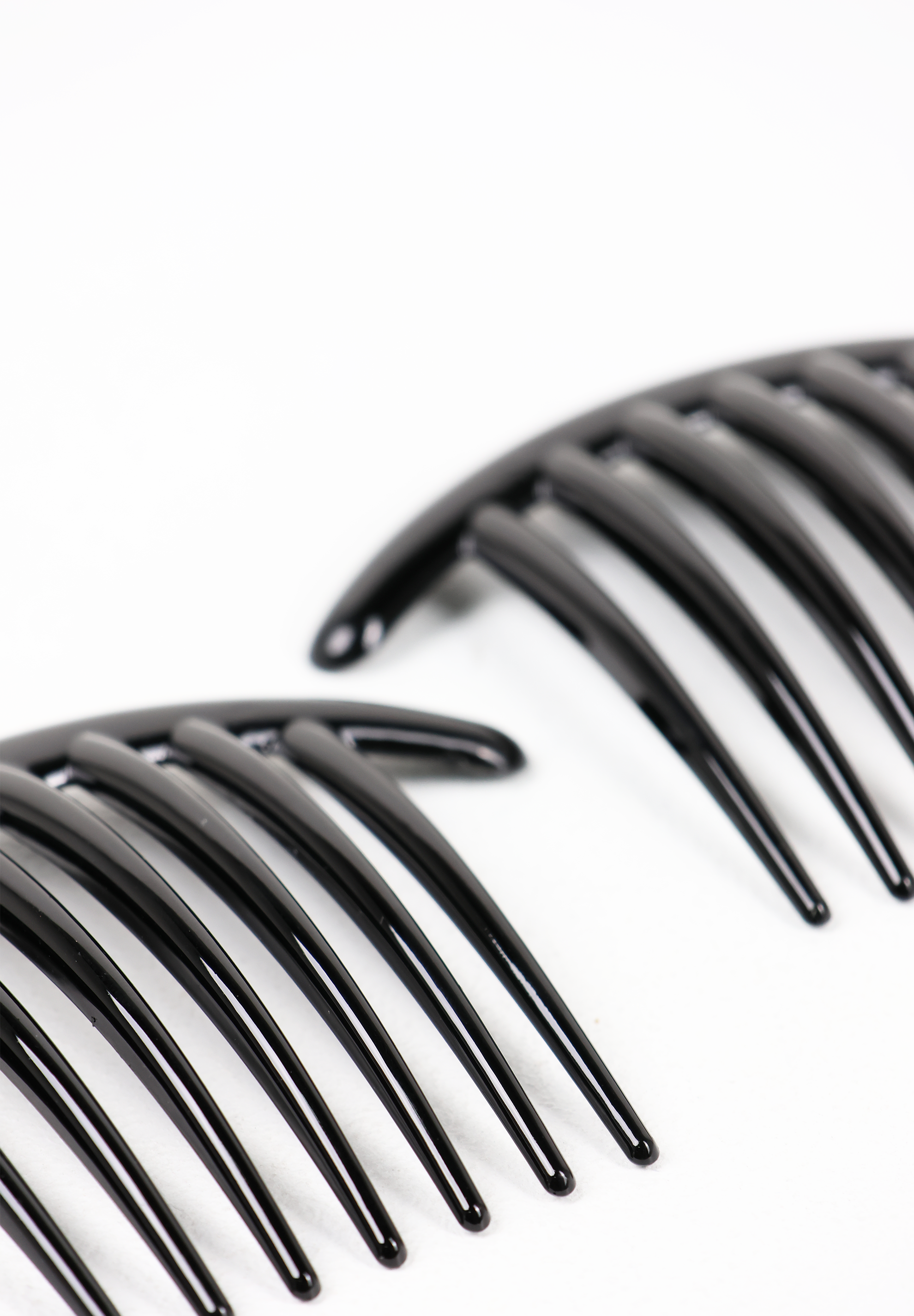 French Onyx Black Acetate Side Hair Combs (Pair)