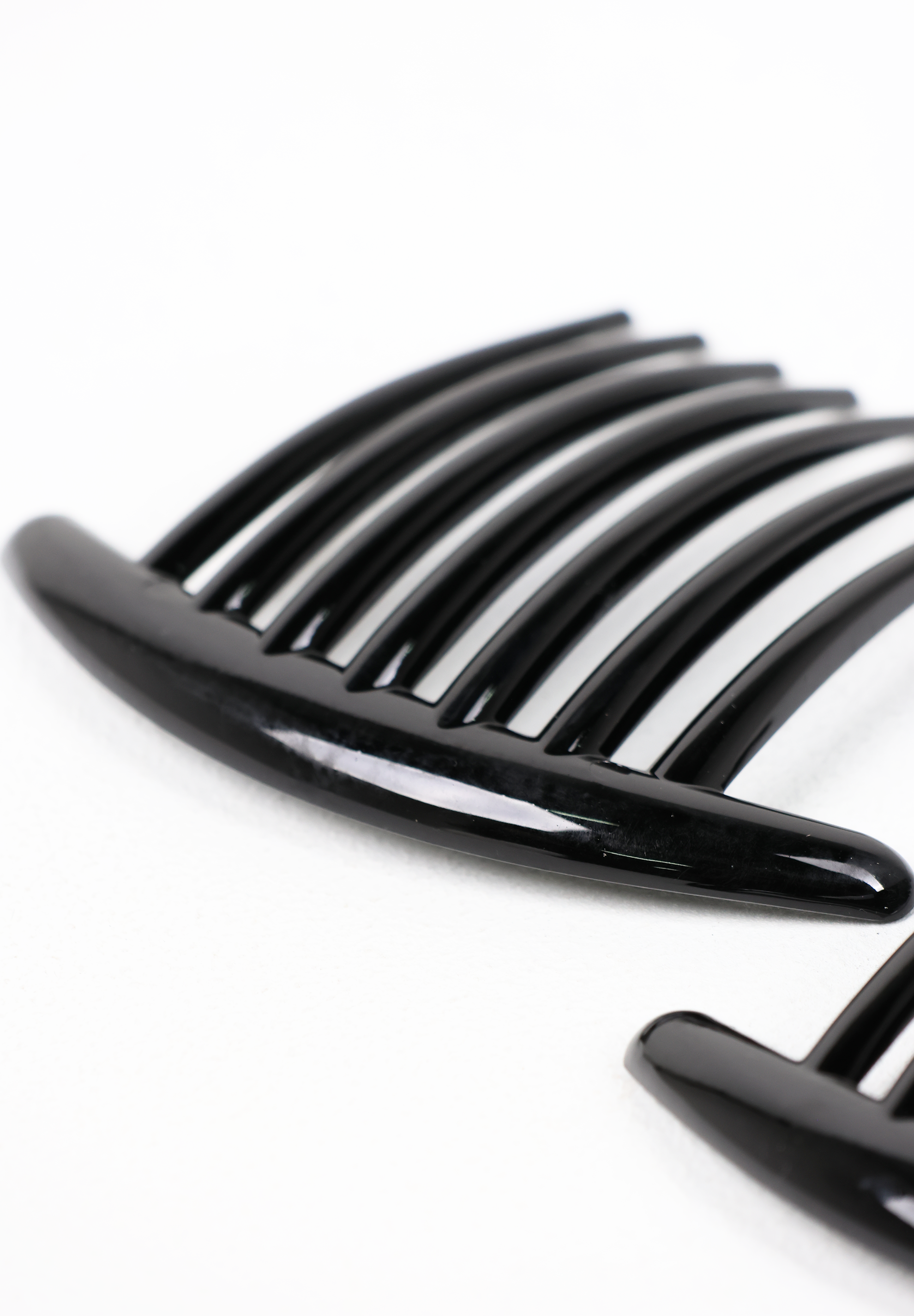 French Onyx Black Acetate Side Hair Combs (Pair)
