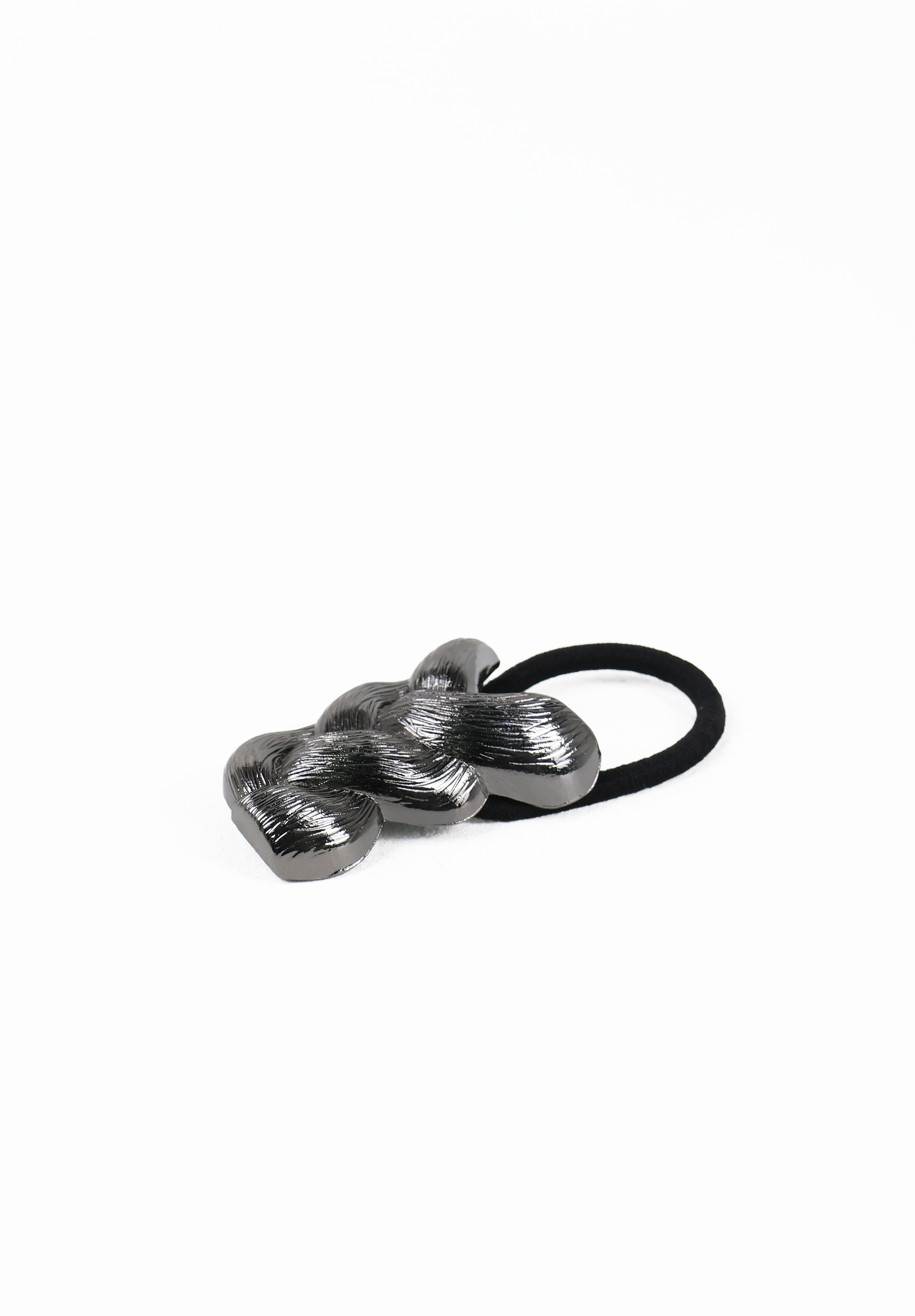 Gunmetal Textured Braided Hair Elastic Tie