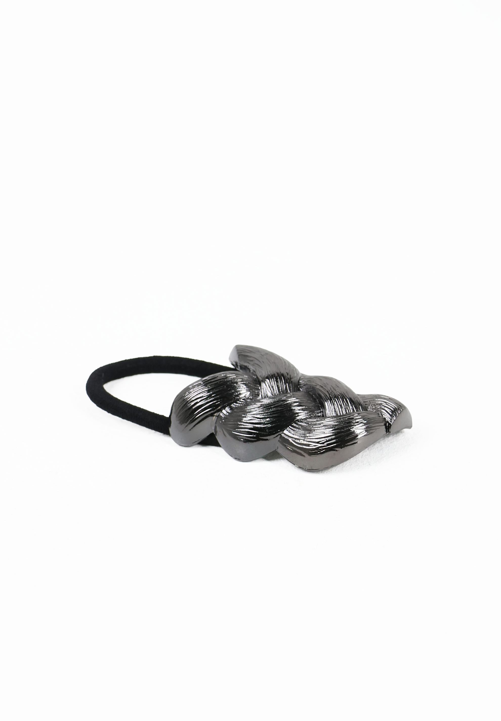 Gunmetal Textured Braided Hair Elastic Tie