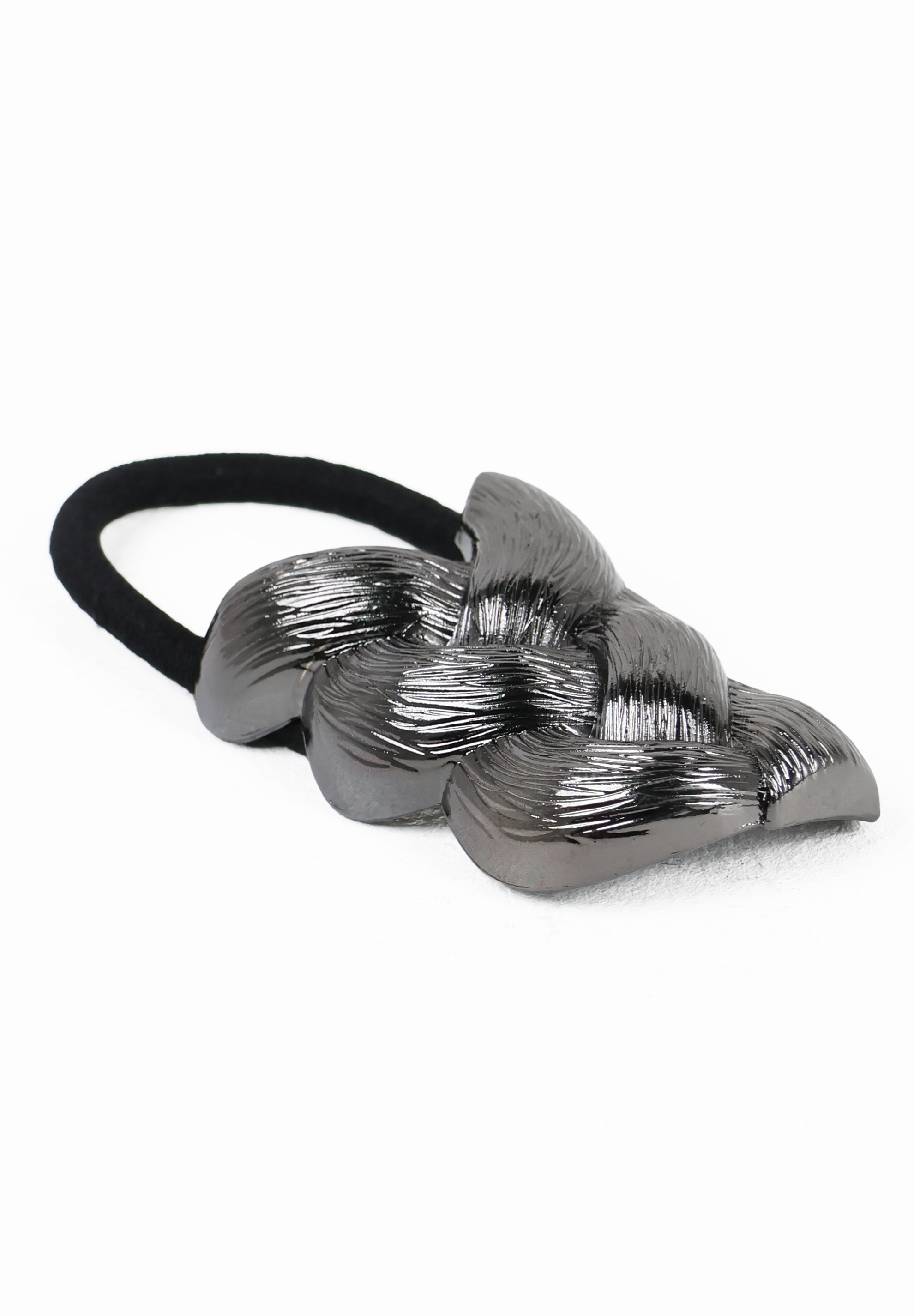 Gunmetal Textured Braided Hair Elastic Tie