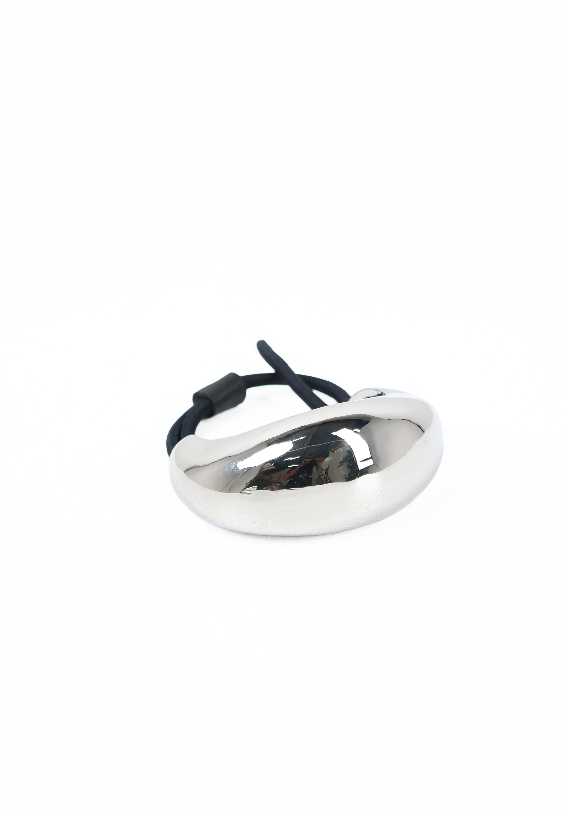 Metallic Silver Sculptural Curve Hair Elastic Tie