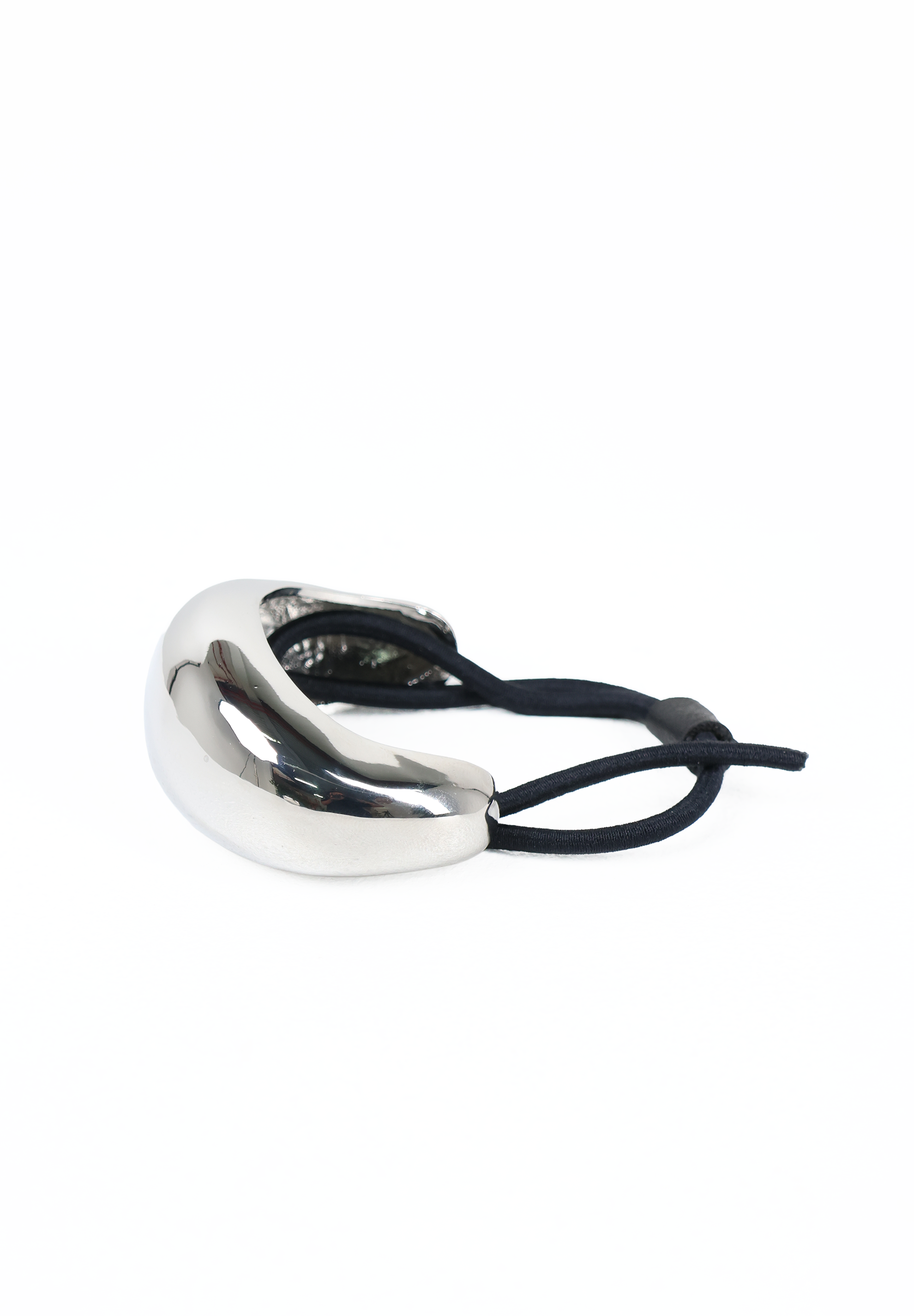 Metallic Silver Sculptural Curve Hair Elastic Tie