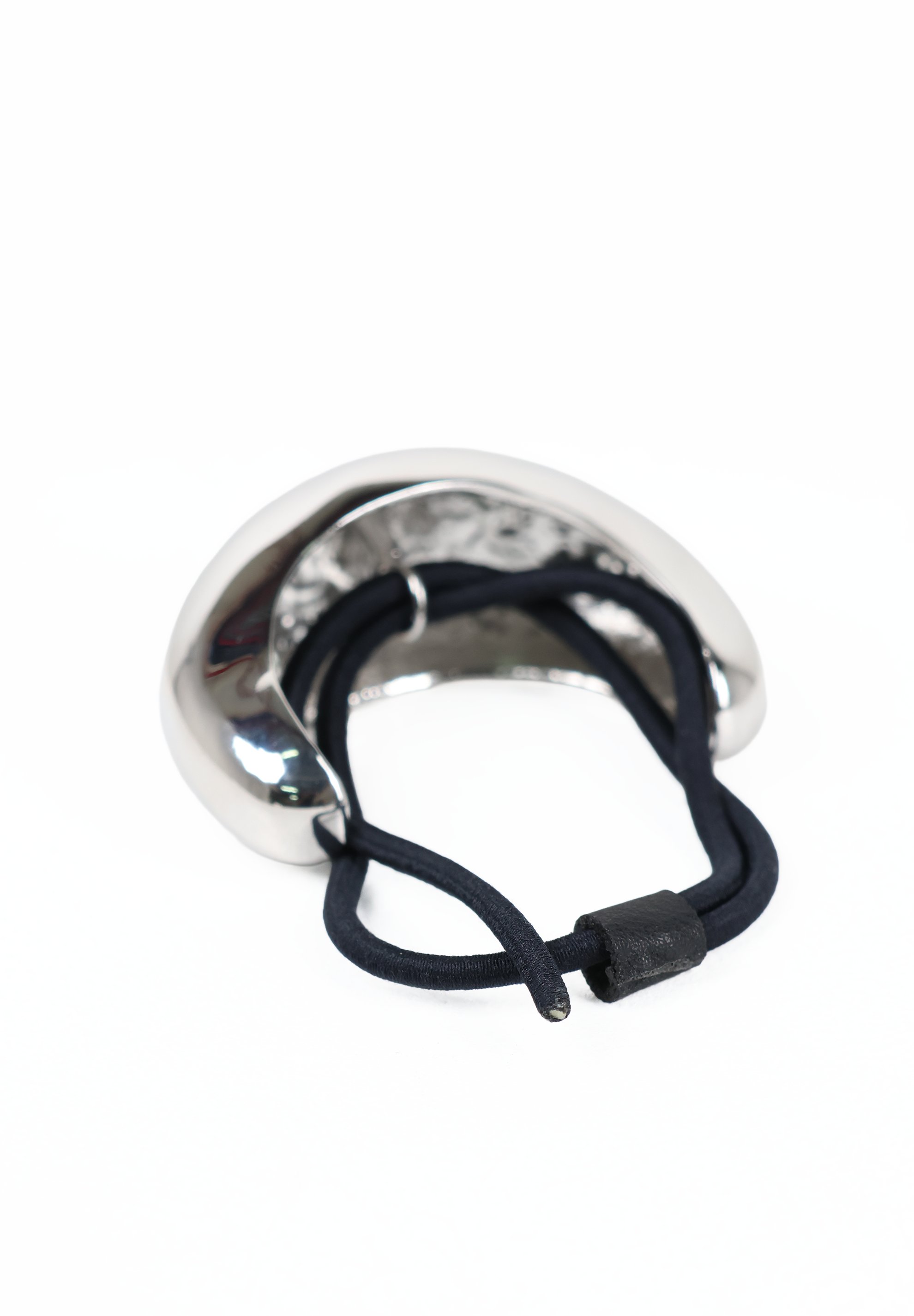 Metallic Silver Sculptural Curve Hair Elastic Tie