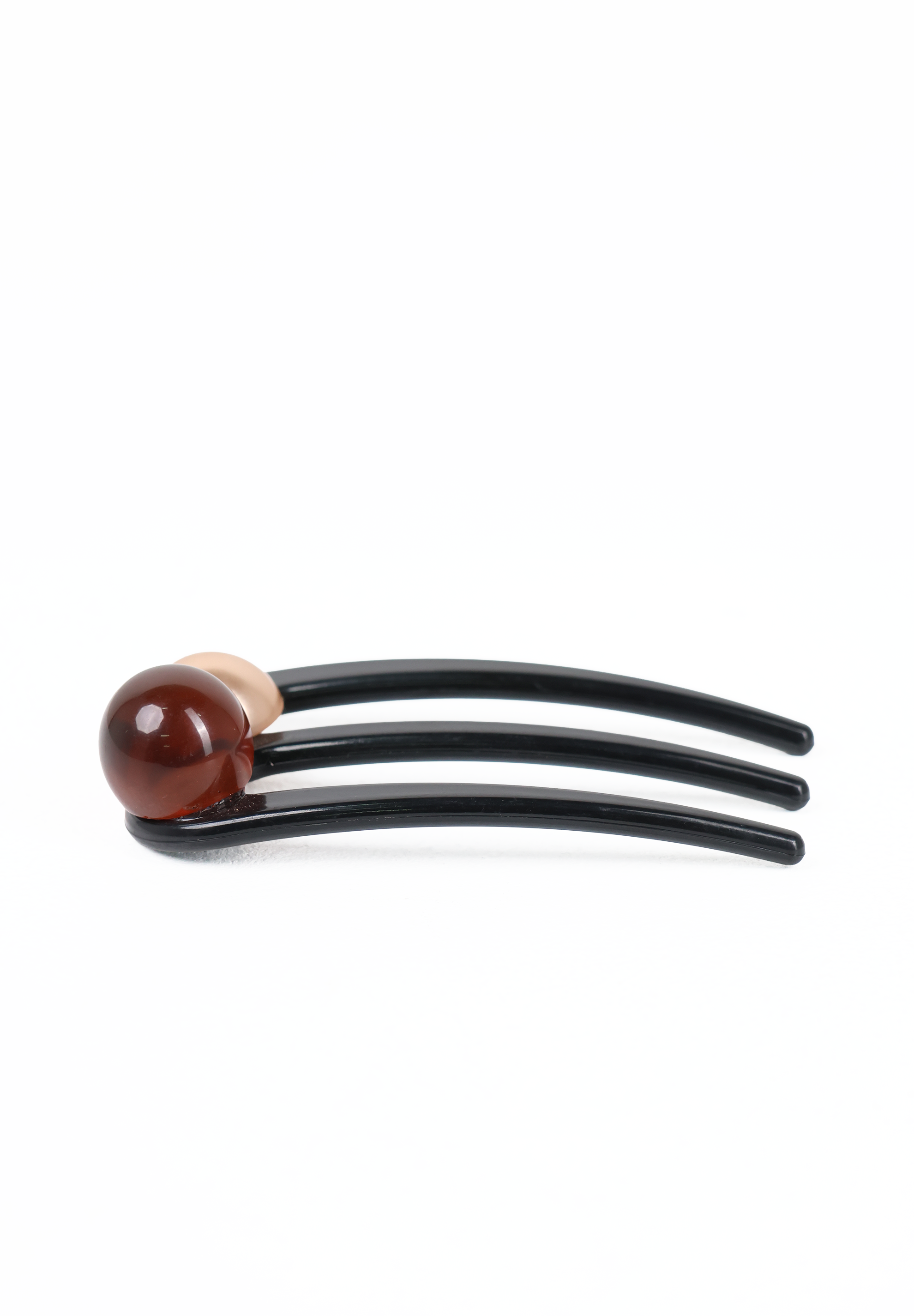 Amber and Champagne Dual Bead Hair Comb Fork
