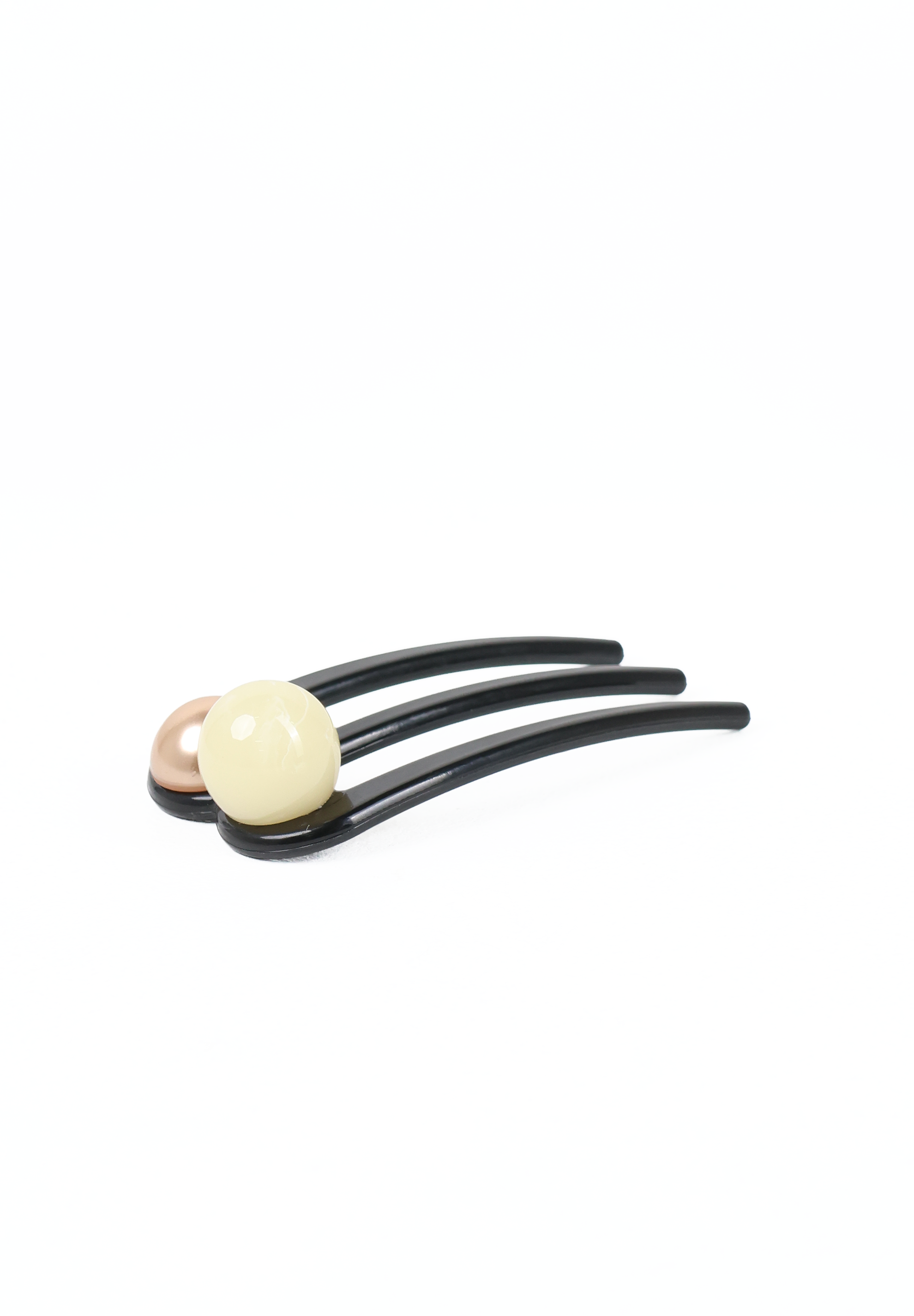 Black, Ivory, and Rose Gold Dual Pearl Hair Comb Fork