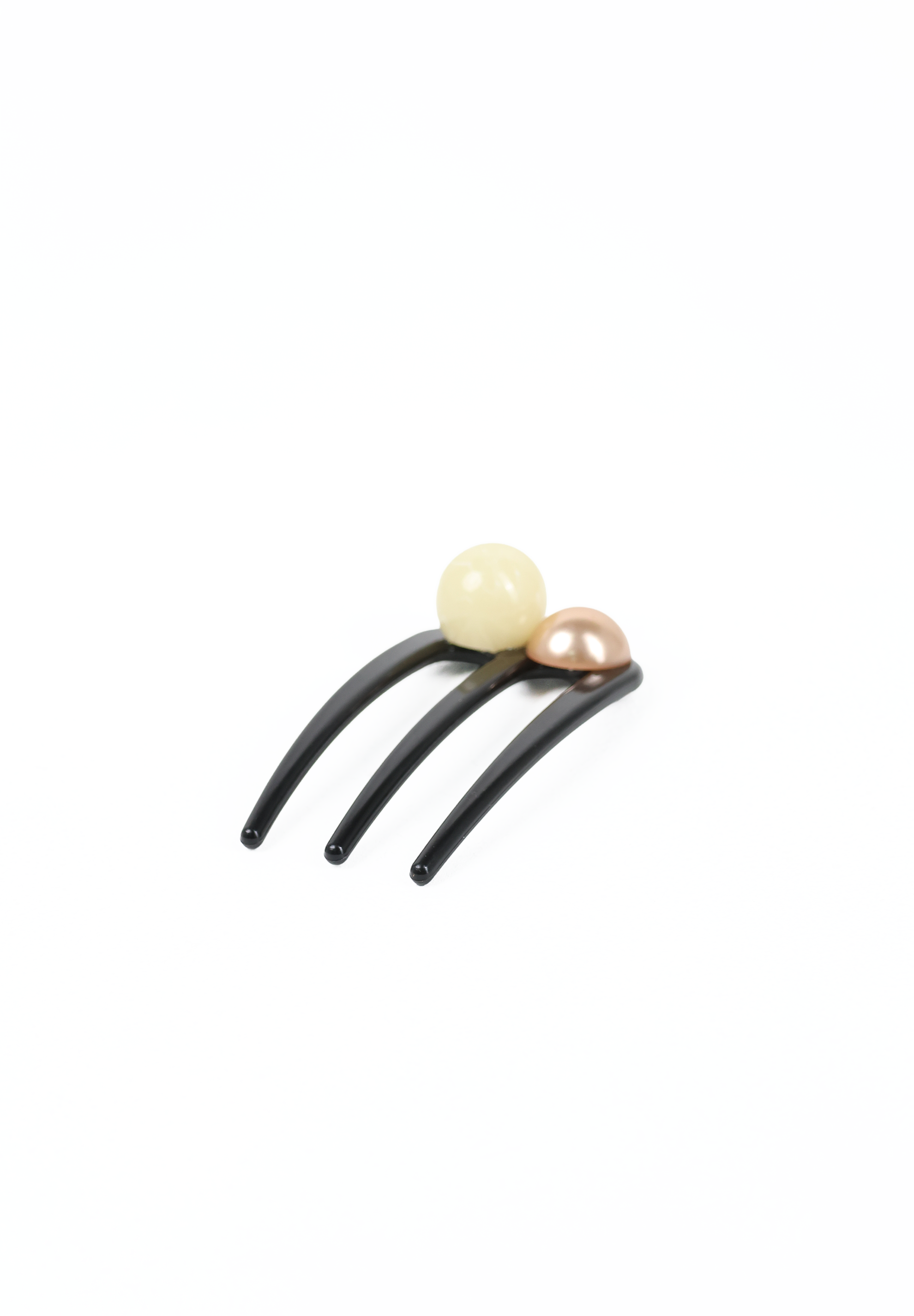Black, Ivory, and Rose Gold Dual Pearl Hair Comb Fork