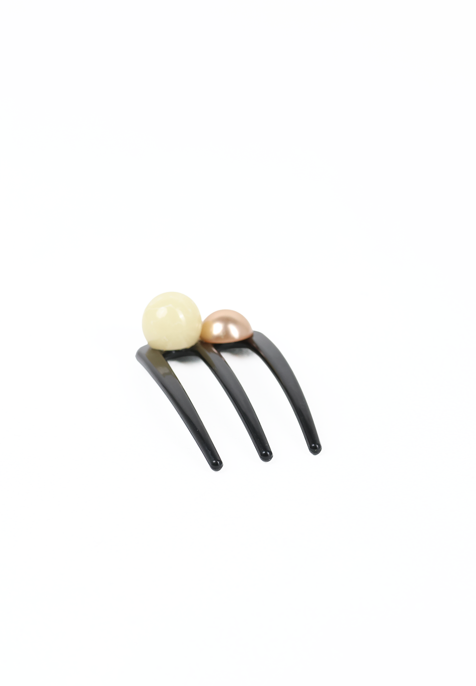 Black, Ivory, and Rose Gold Dual Pearl Hair Comb Fork