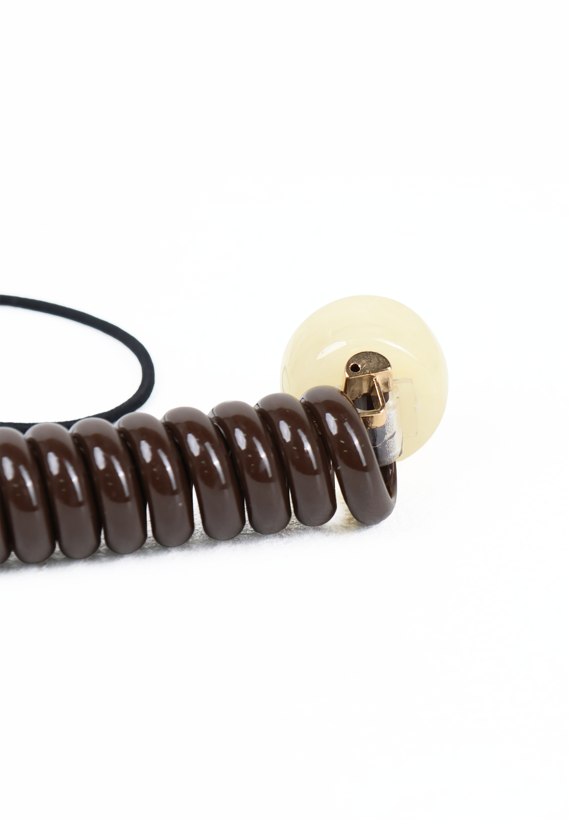 Brown Spiral Hair Wrap with Ivory Bead Accent