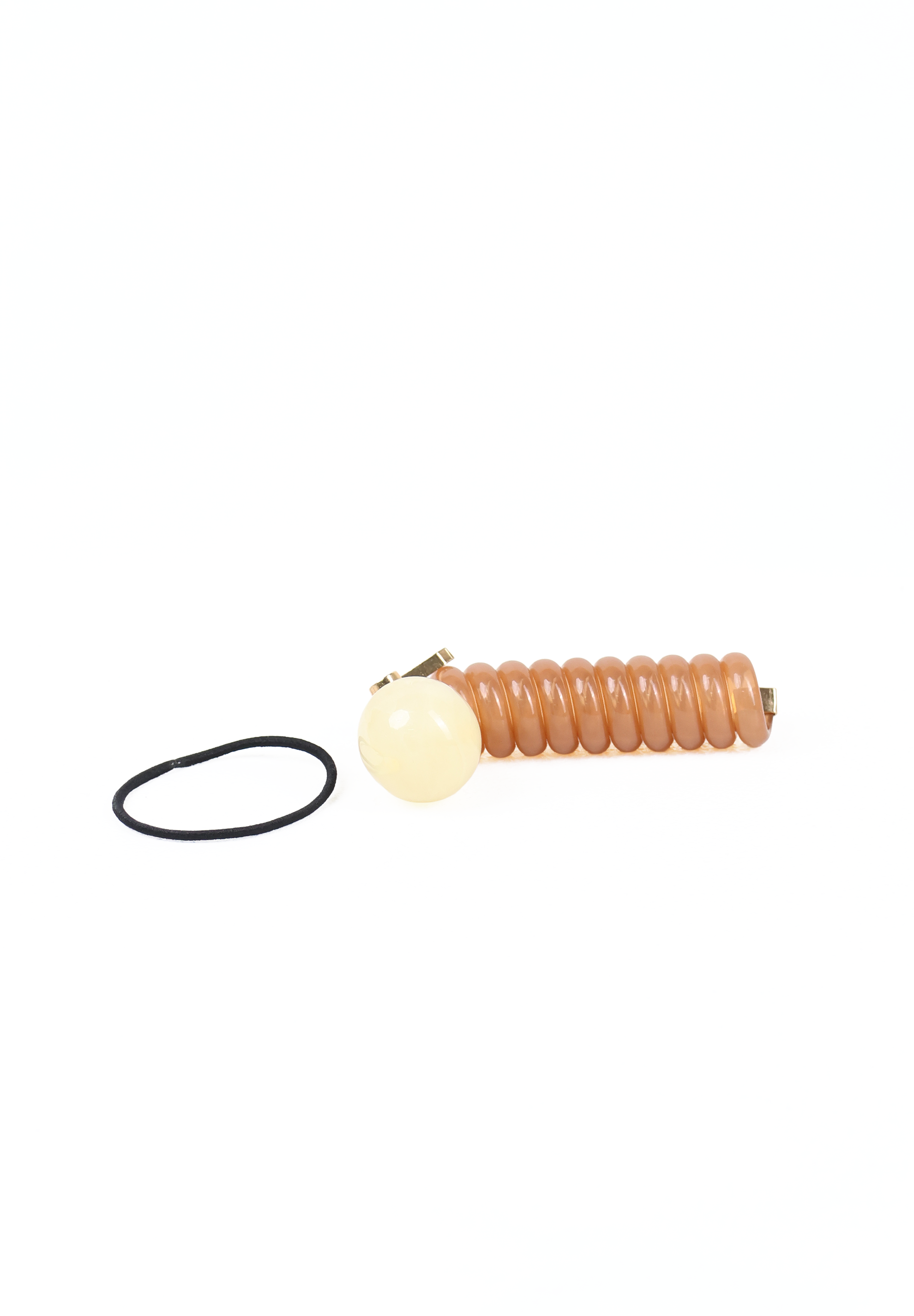 Light Brown Spiral Hair Wrap with Ivory Bead Accent