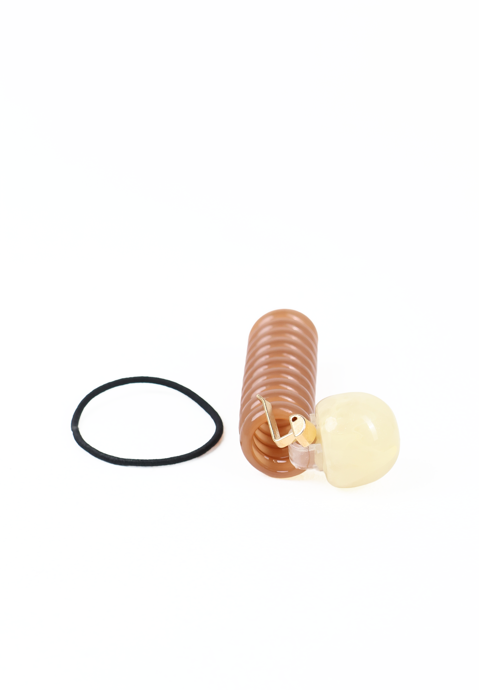 Light Brown Spiral Hair Wrap with Ivory Bead Accent