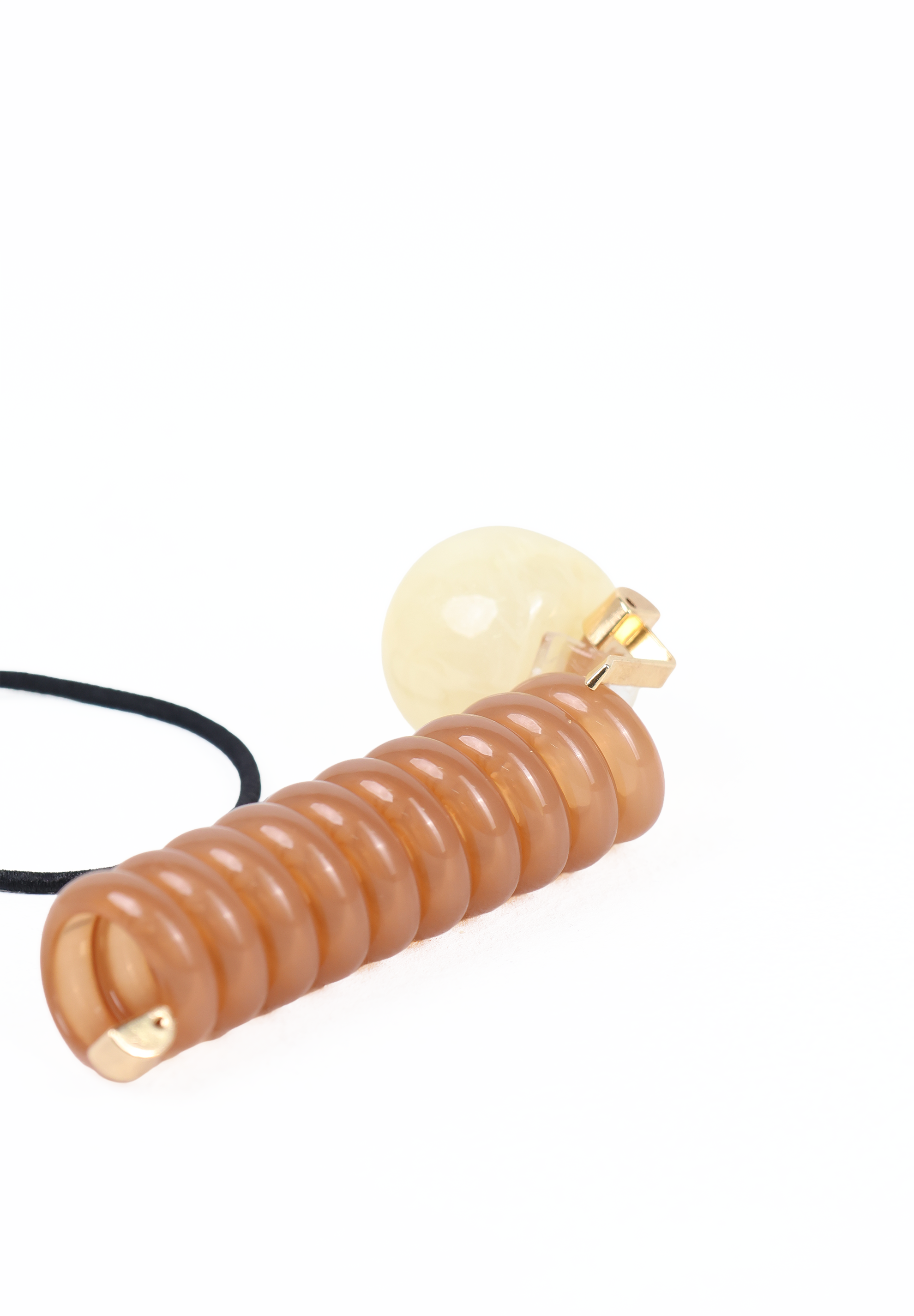 Light Brown Spiral Hair Wrap with Ivory Bead Accent