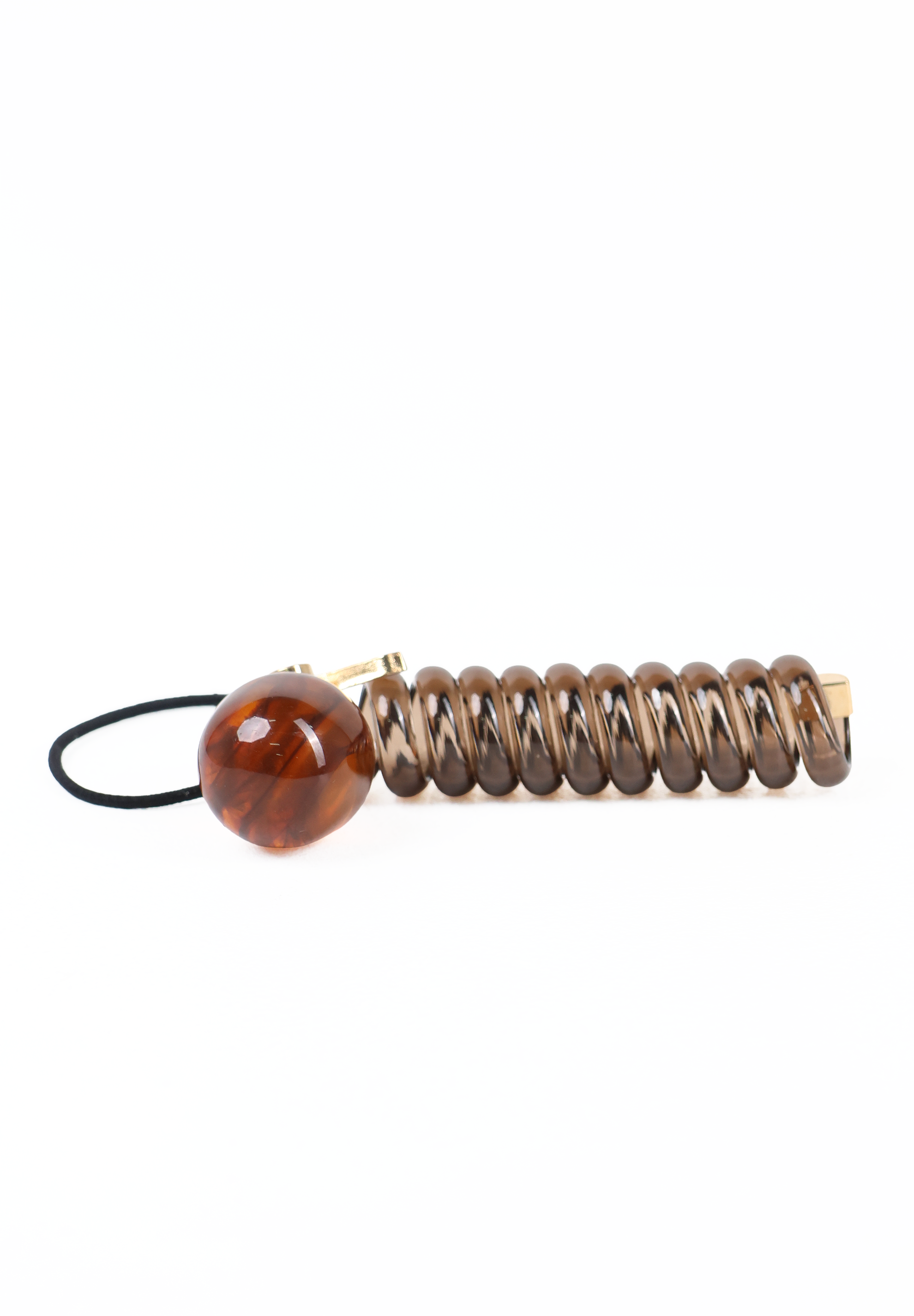 Amber Tortoiseshell Spiral Hair Wrap with Bead Accent