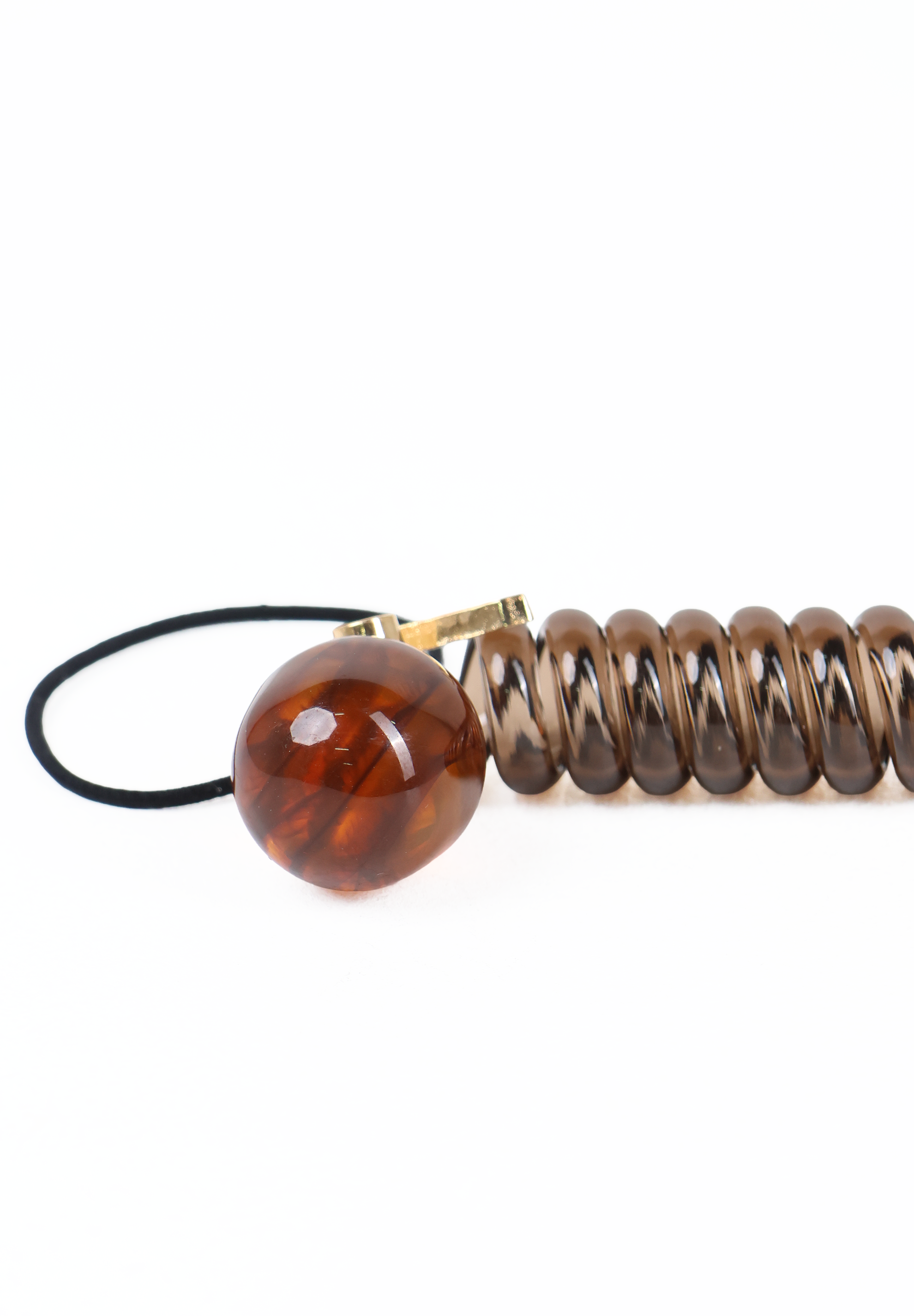 Amber Tortoiseshell Spiral Hair Wrap with Bead Accent