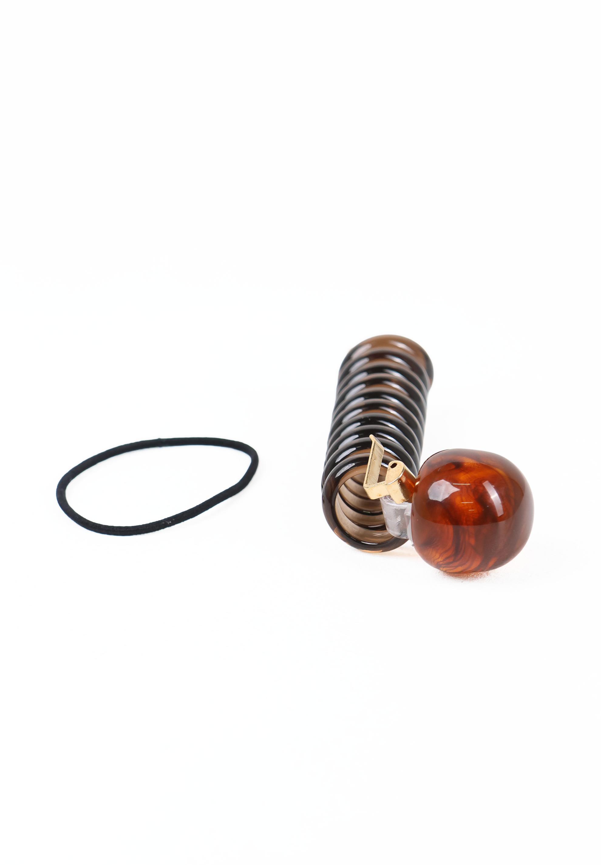 Amber Tortoiseshell Spiral Hair Wrap with Bead Accent
