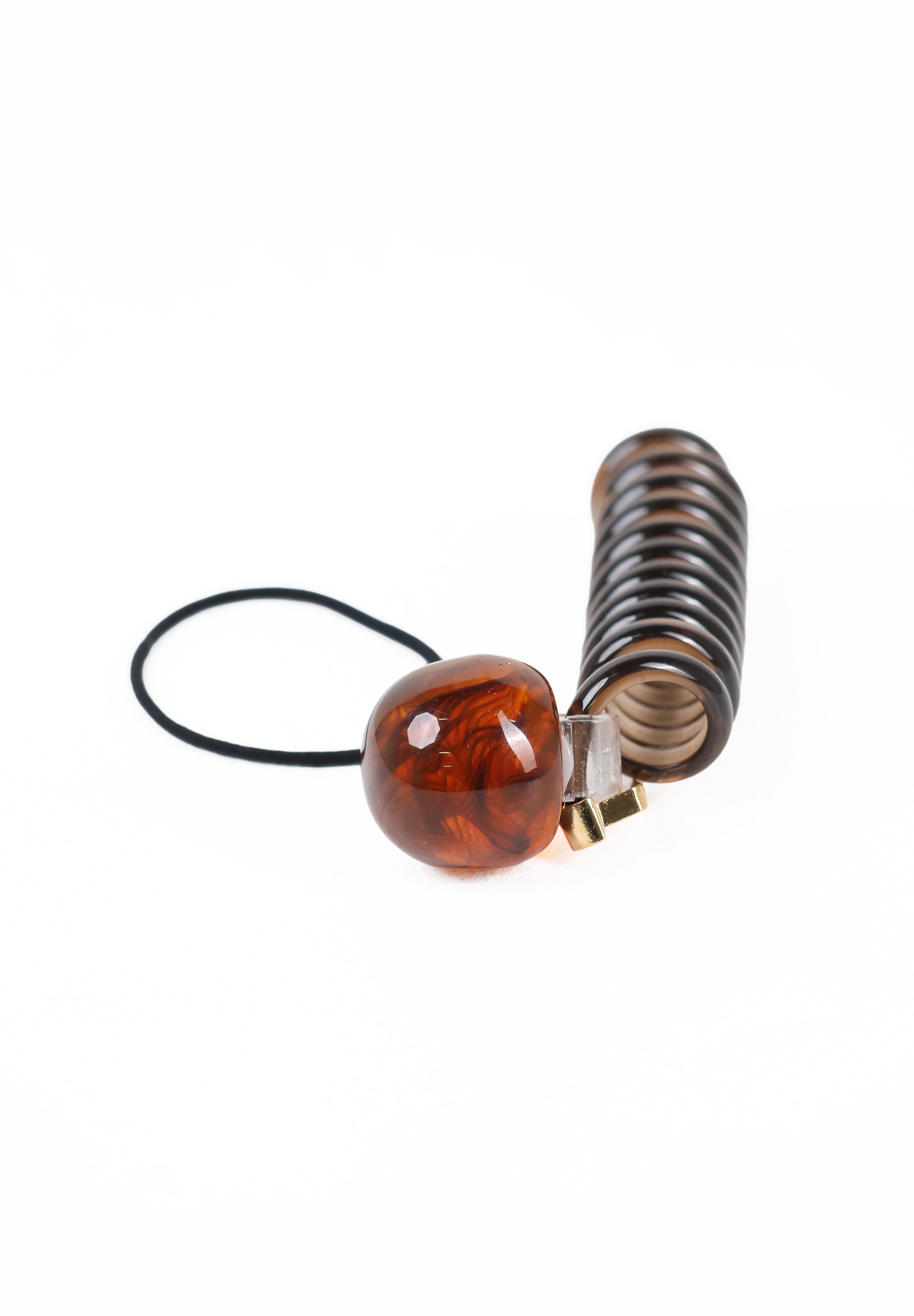Amber Tortoiseshell Spiral Hair Wrap with Bead Accent