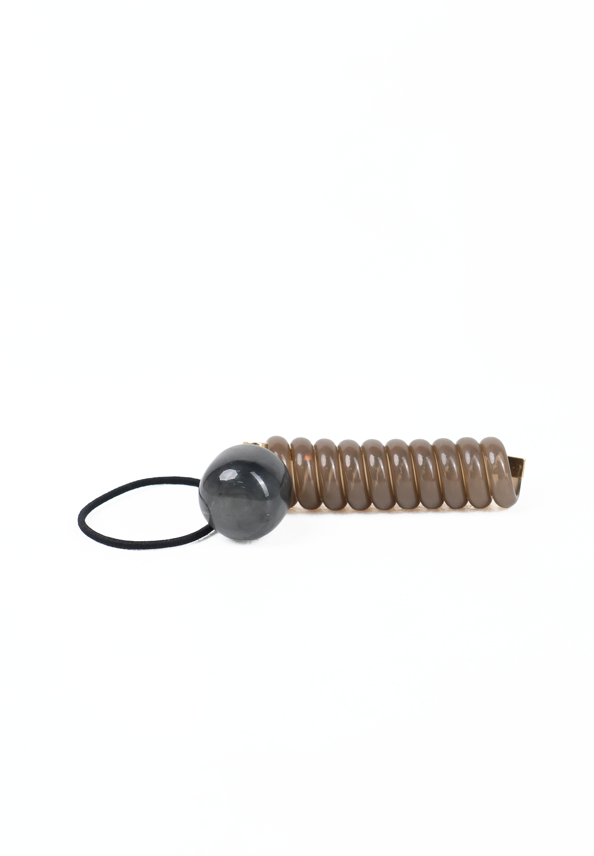 Smoky Grey Spiral Hair Wrap with Charcoal Marble Bead Accent