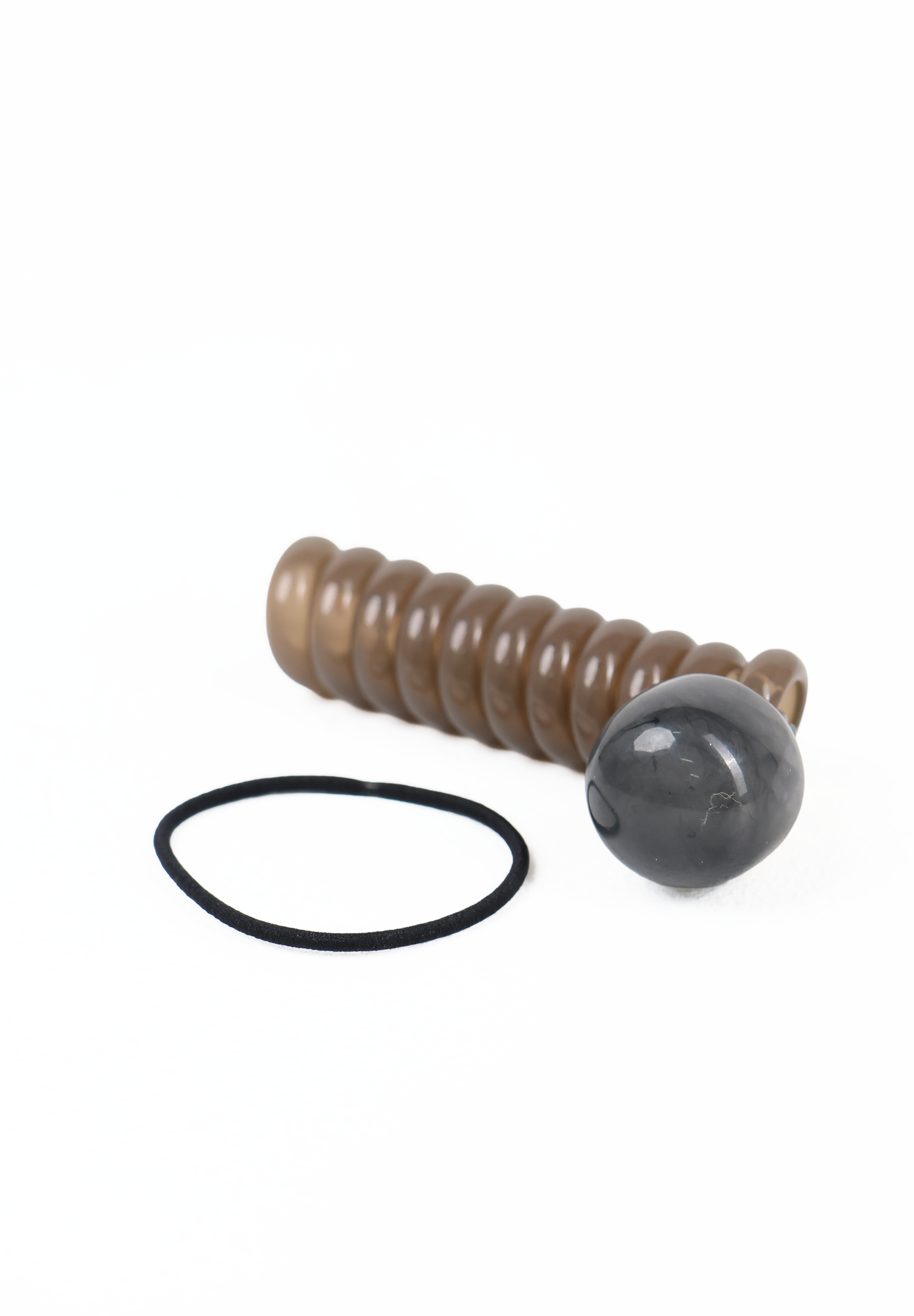 Smoky Grey Spiral Hair Wrap with Charcoal Marble Bead Accent