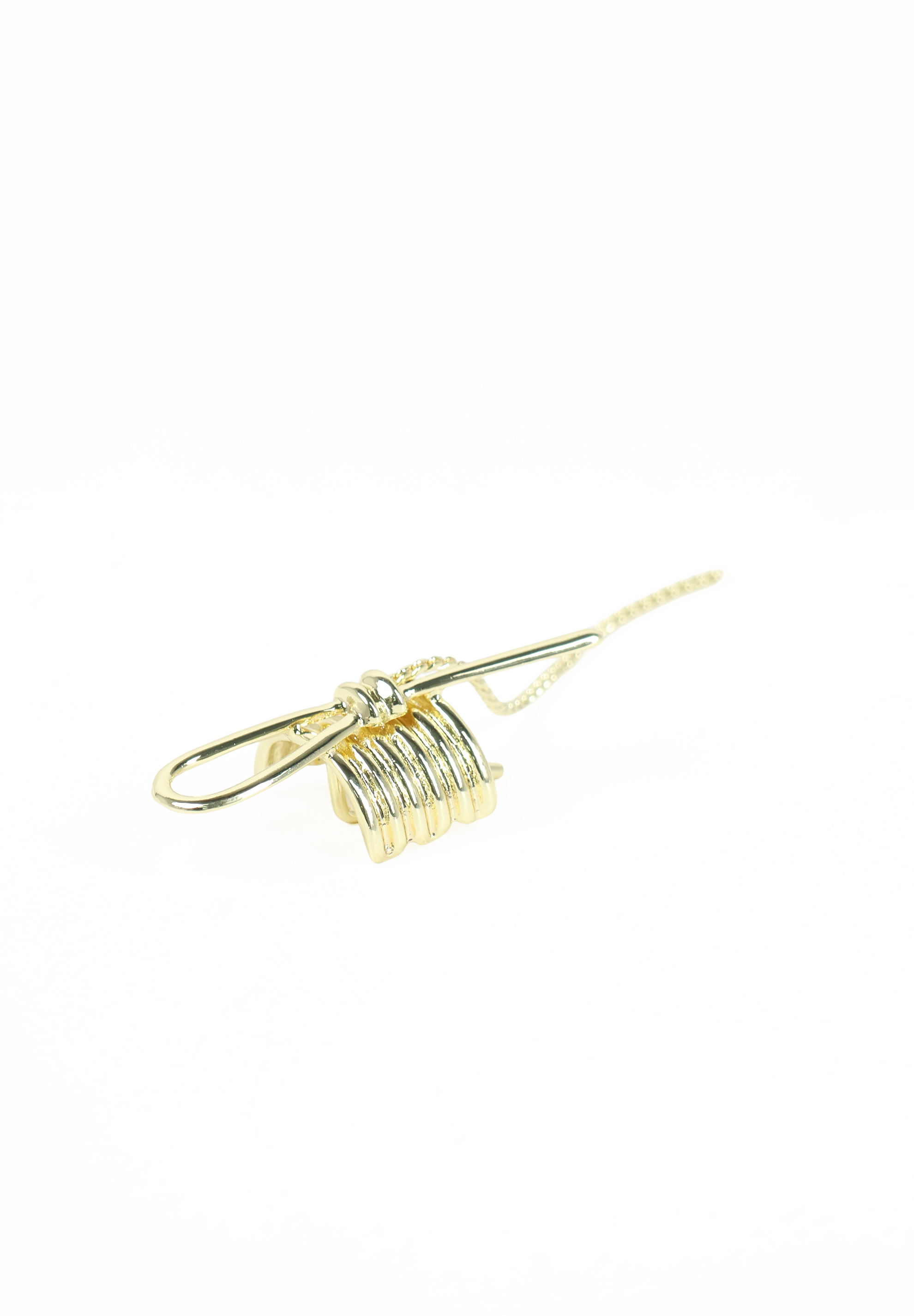 Gold Bow Hair Cuff with Chain Detail