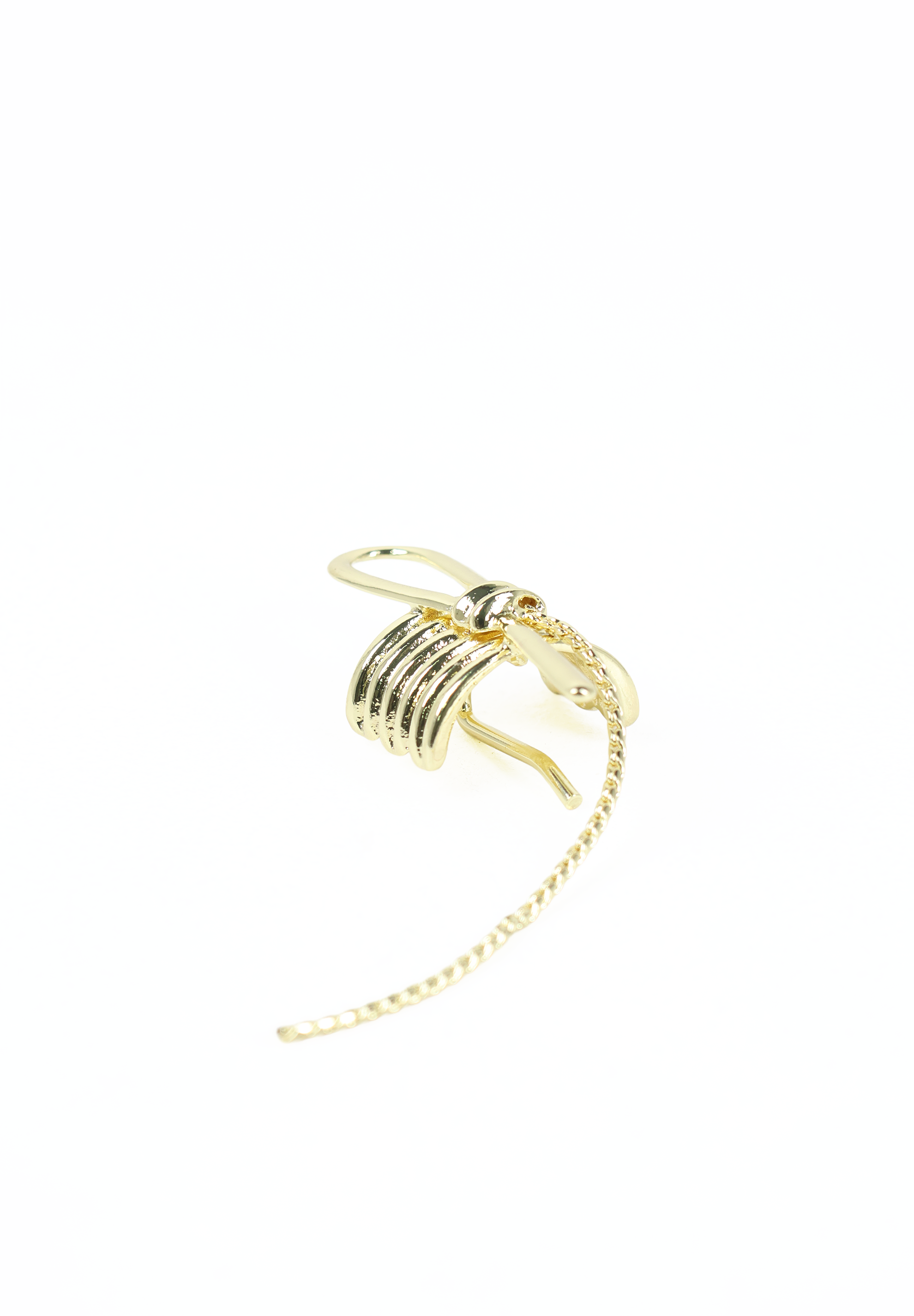 Gold Bow Hair Cuff with Chain Detail