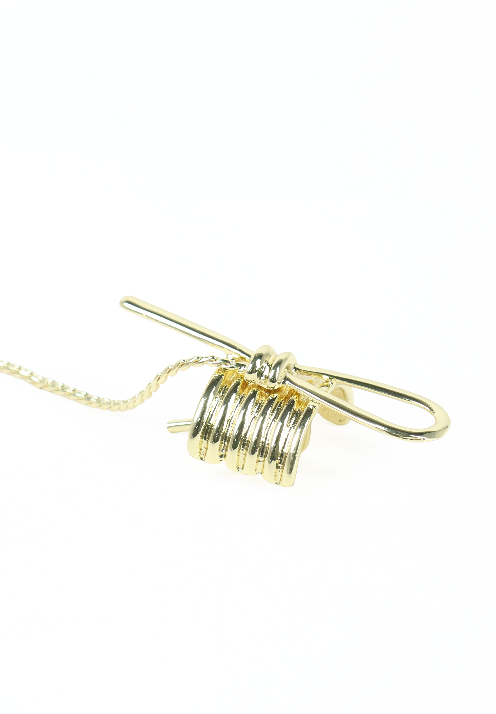 Gold Bow Hair Cuff with Chain Detail