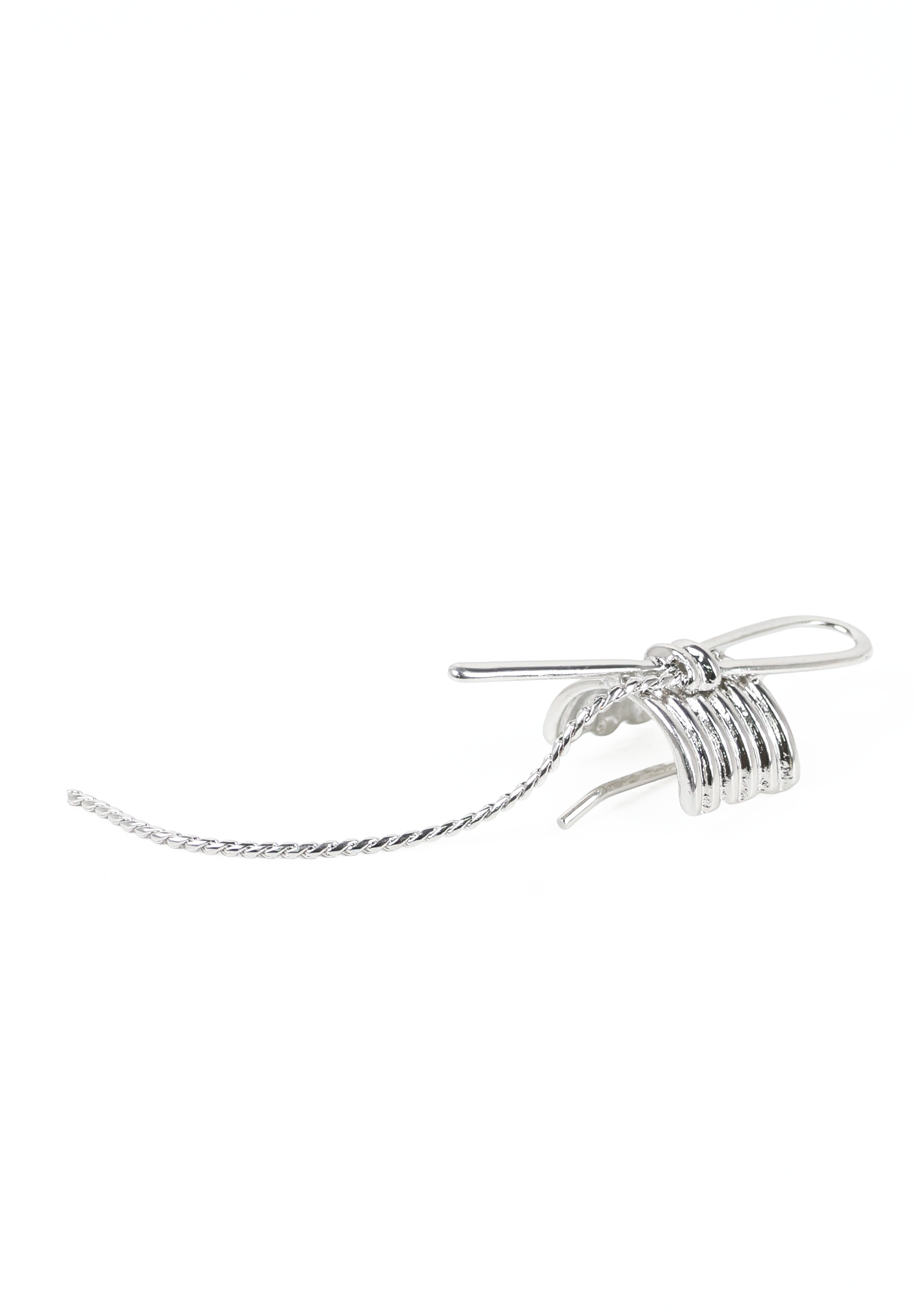 Silver Bow Hair Cuff with Chain Detail