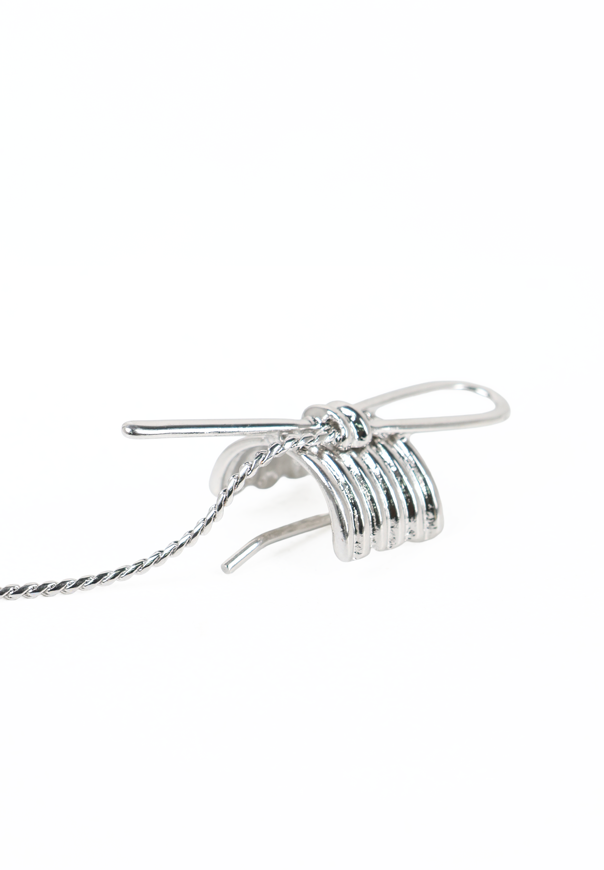 Silver Bow Hair Cuff with Chain Detail